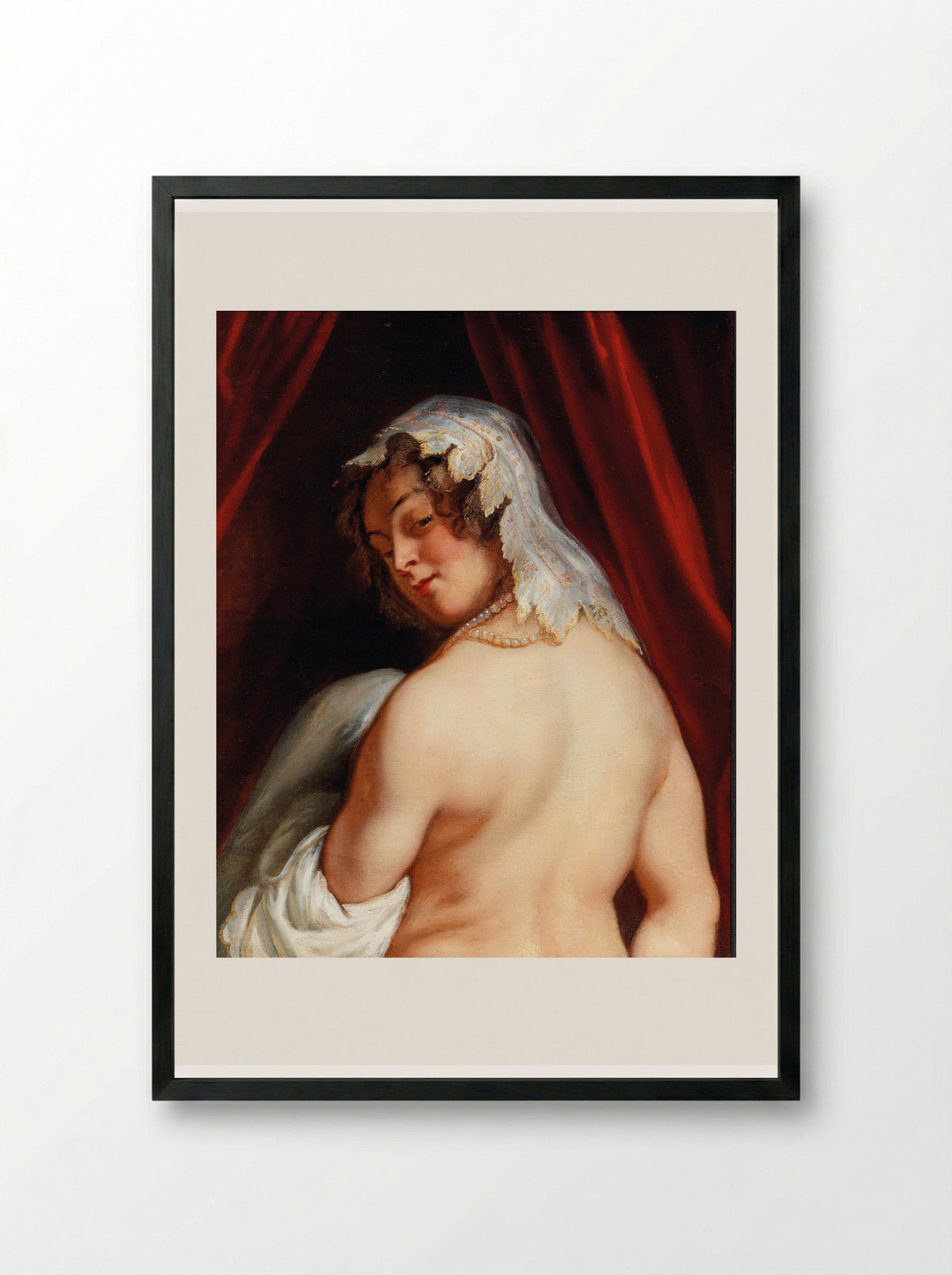 King Candaules of Lydia Showing his Wife to Gyges - Jacob Jordaens - Framed Print Black