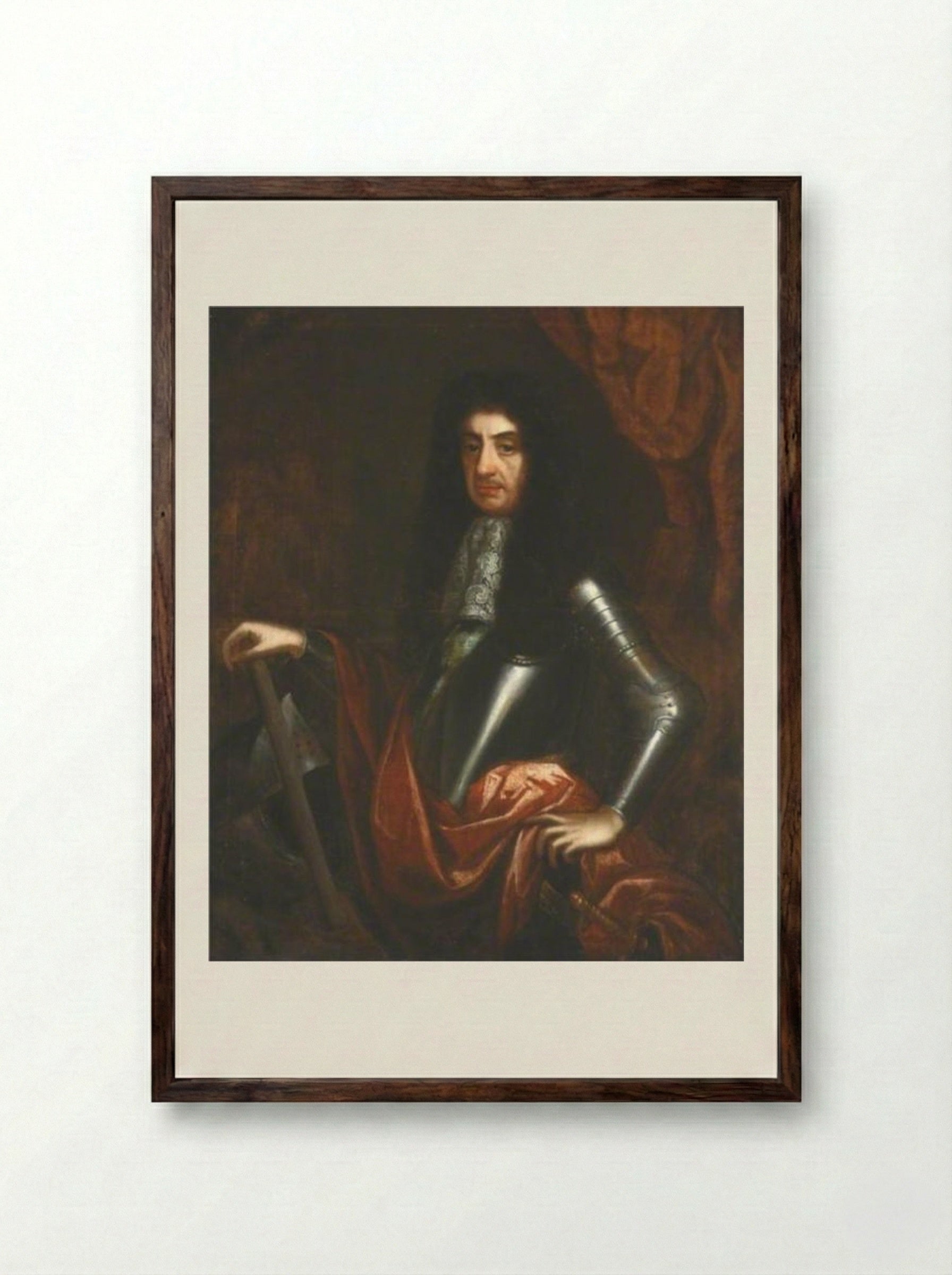 King Charles II - John Riley - Framed Print Dark Wood