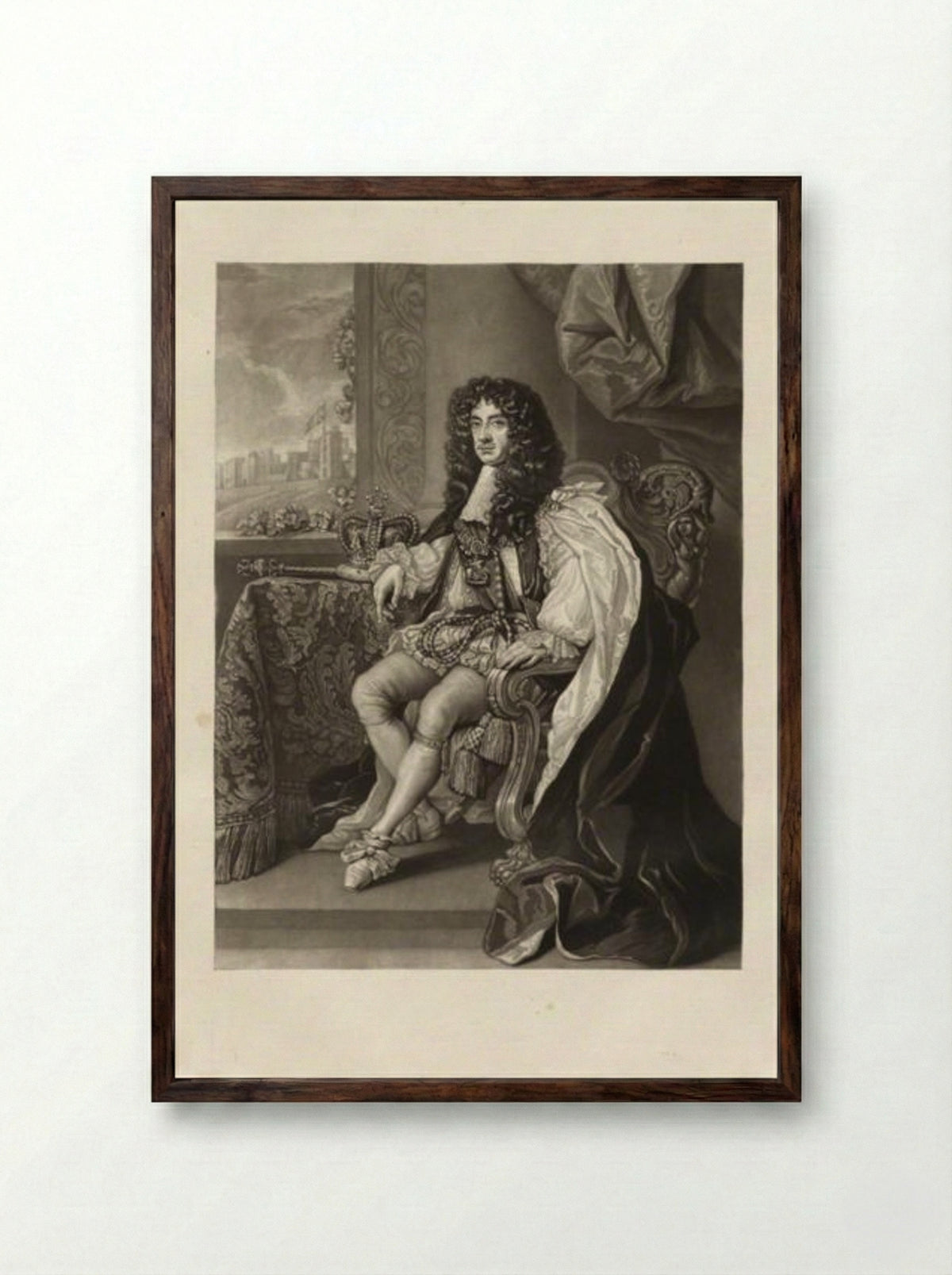 King Charles II - Charles Turner - Framed Print Dark Wood