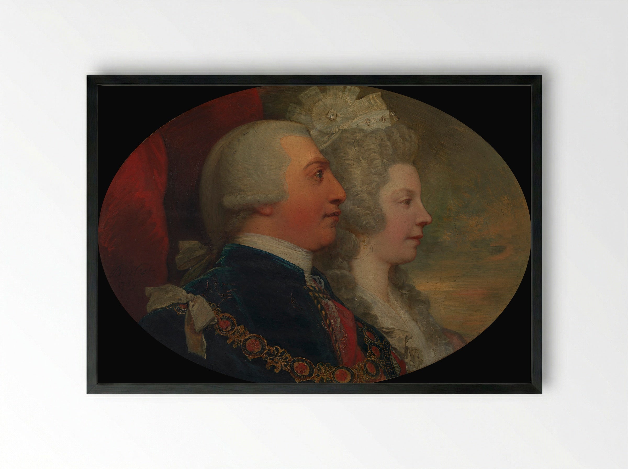 King George III and Queen Charlotte - Benjamin West - Framed Print Black
