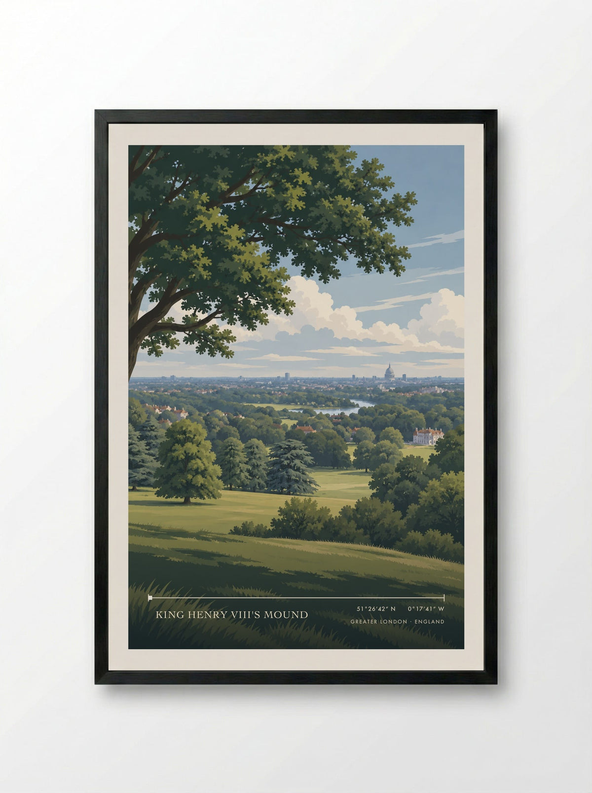King Henry VIII's Mound, Greater London | Travel Poster - Framed Print Black
