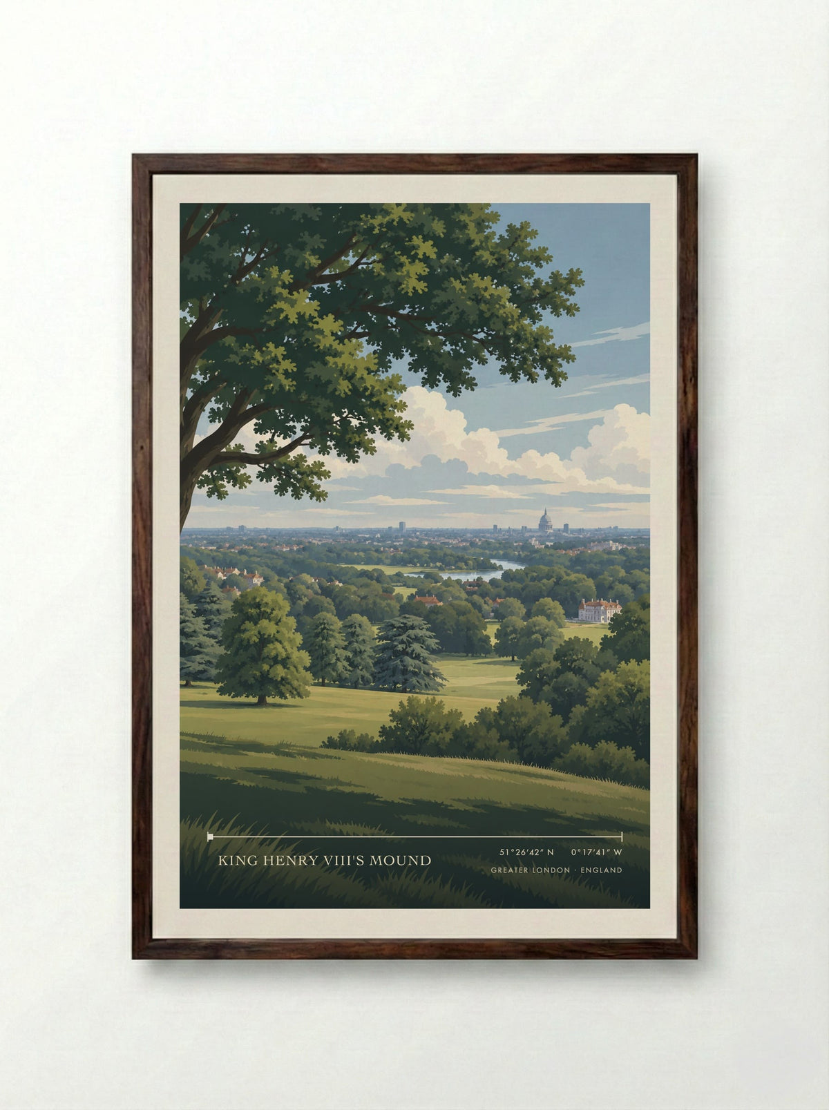 King Henry VIII's Mound, Greater London | Travel Poster - Framed Print Dark Wood