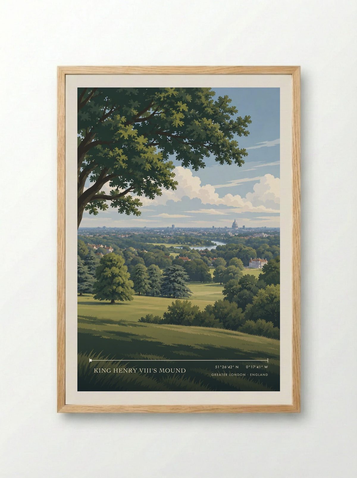 King Henry VIII's Mound, Greater London | Travel Poster - Framed Print Wood