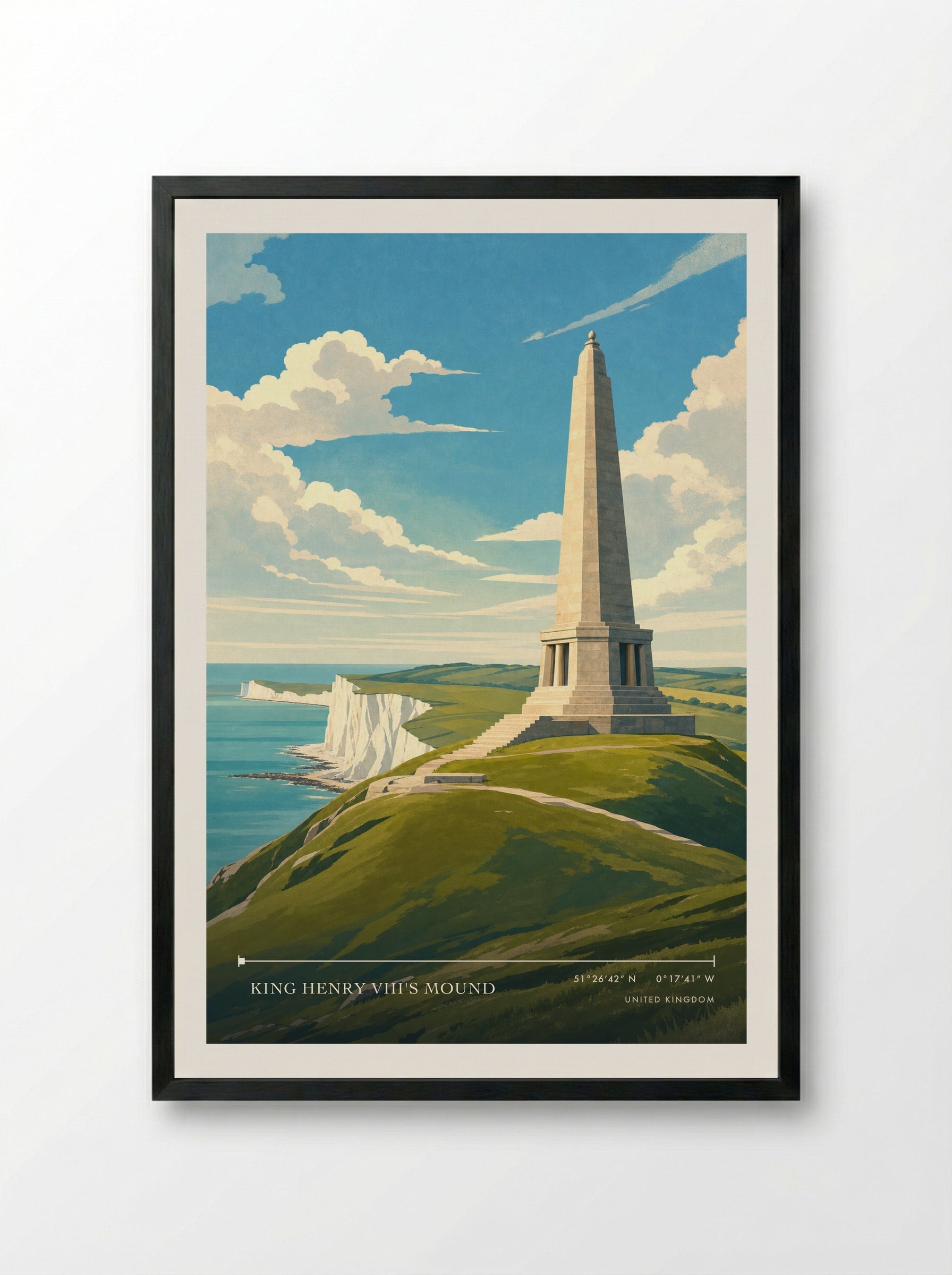 King Henry VIII's Mound United Kingdom Travel Poster - Framed Print Black
