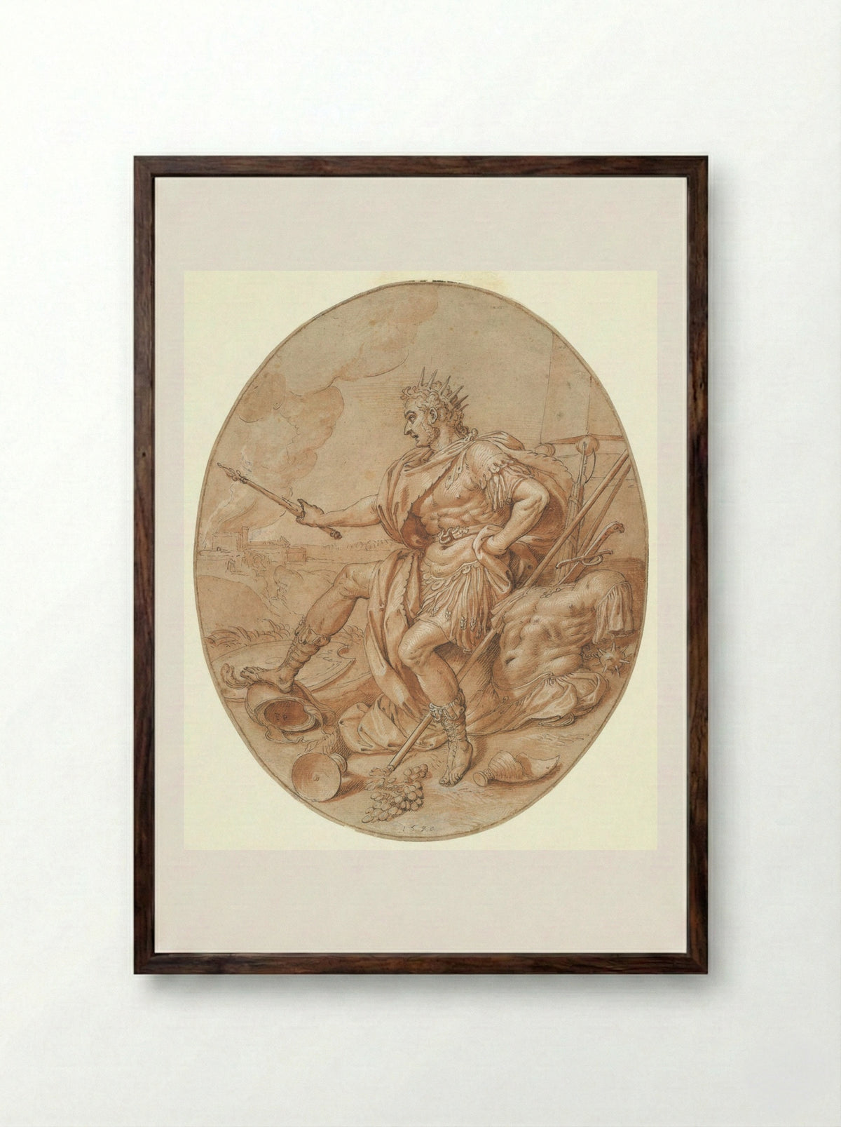 King Nebuchadnezzar Besieging Jerusalem - Frans Pourbus the Elder - Framed Print Dark Wood