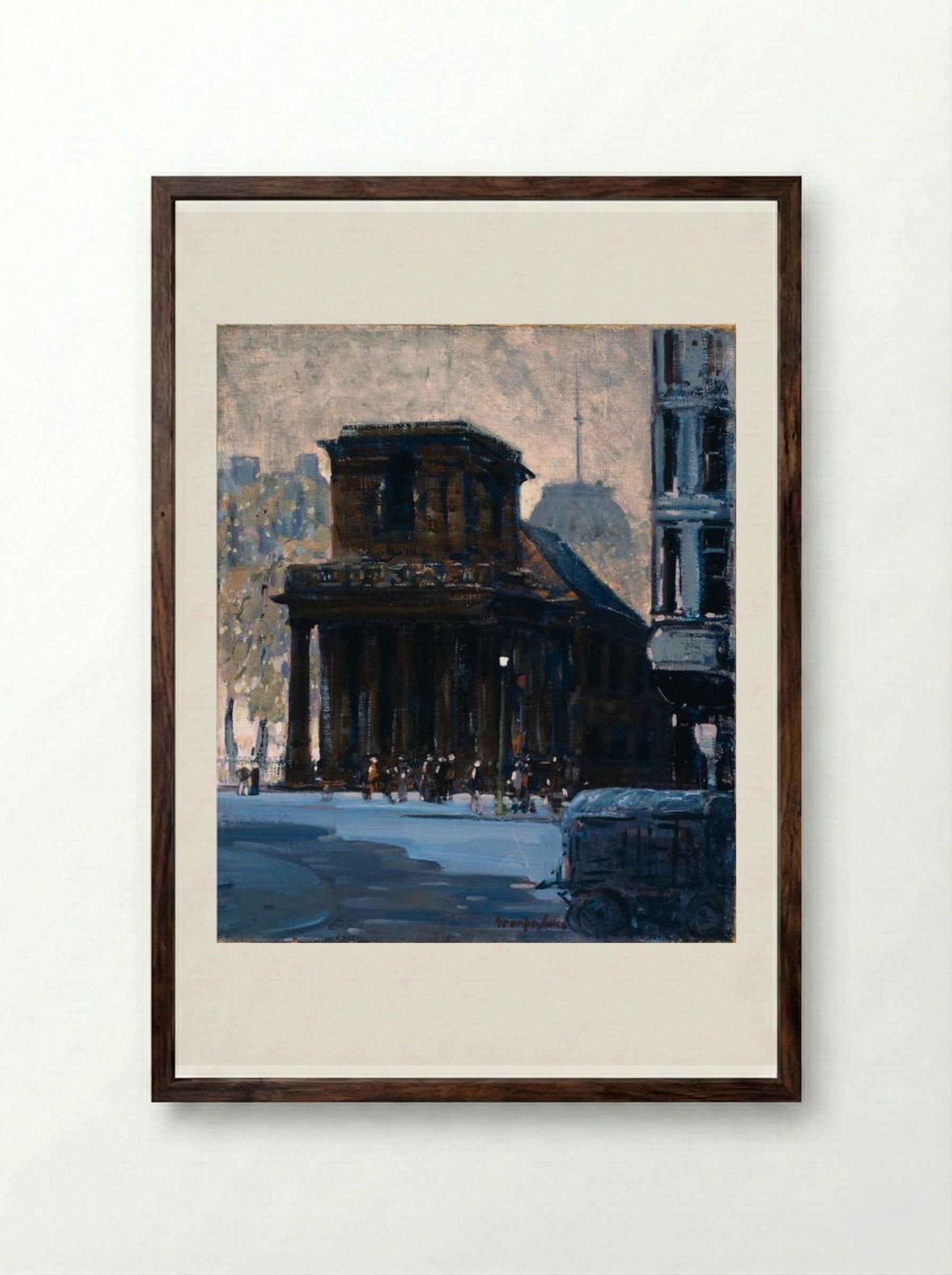 King's Chapel, Boston - George Luks - Framed Print Dark Wood
