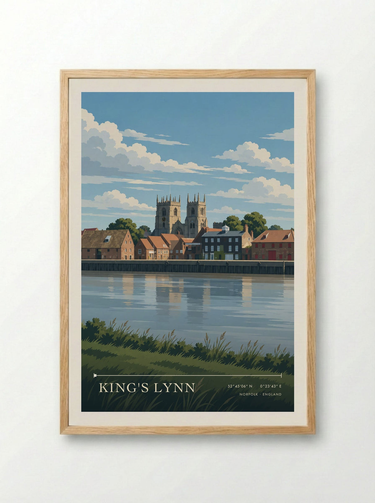 King's Lynn, Norfolk | Travel Poster - Framed Print Wood