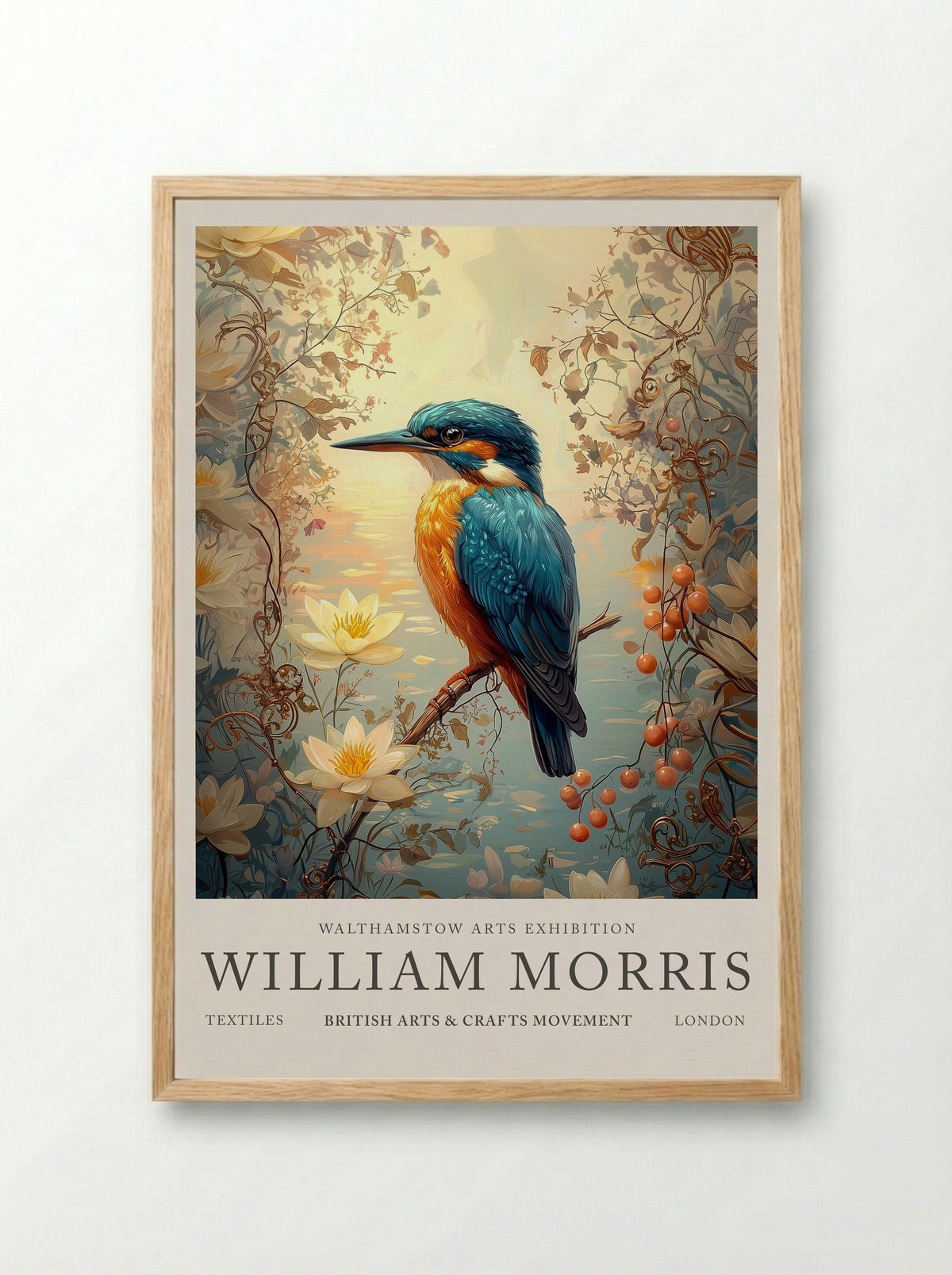 Kingfisher Calm - William Morris - Framed Print Wood