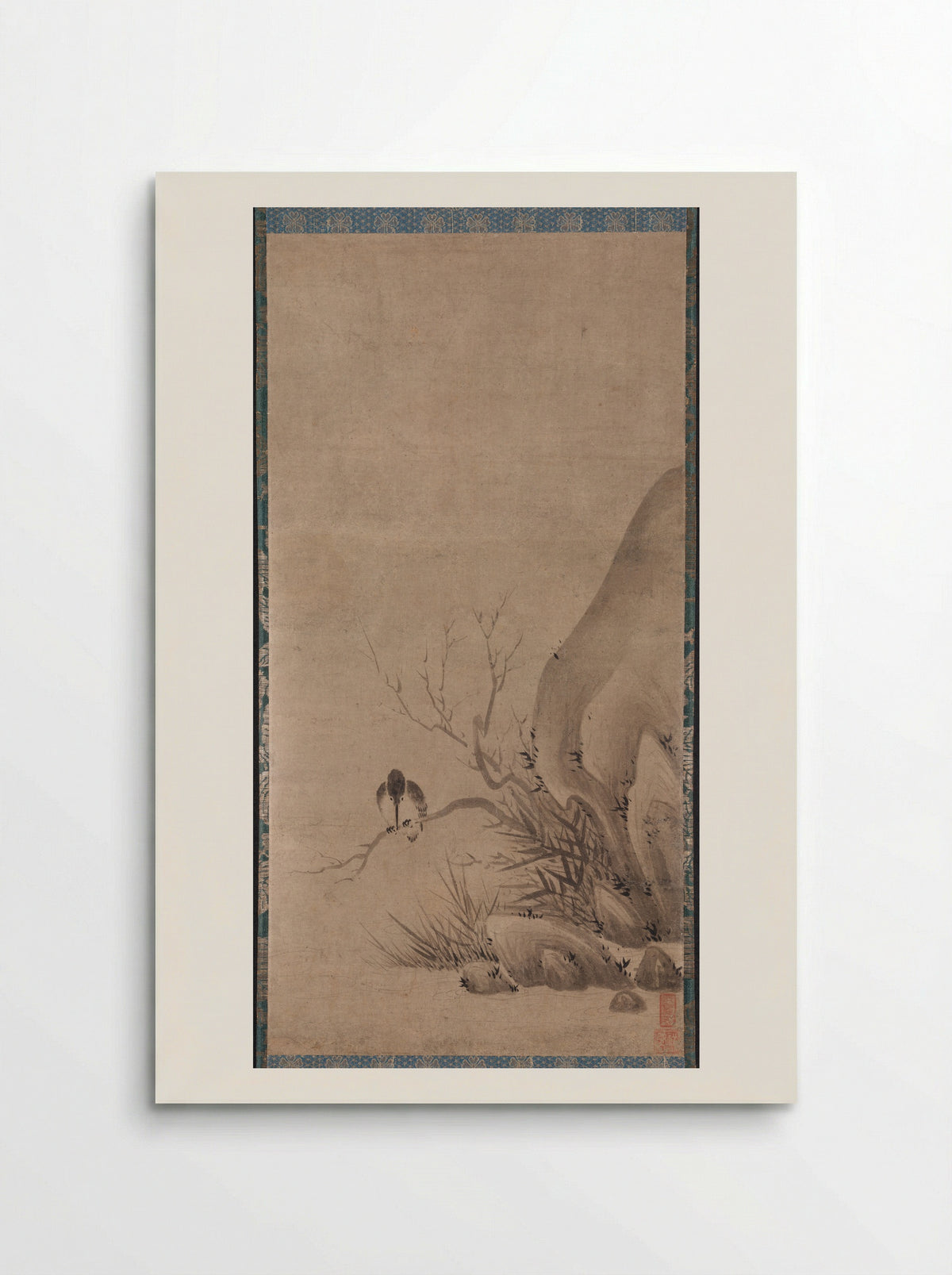 Kingfisher Perched above a Stream - Kenkō Shōkei - Poster