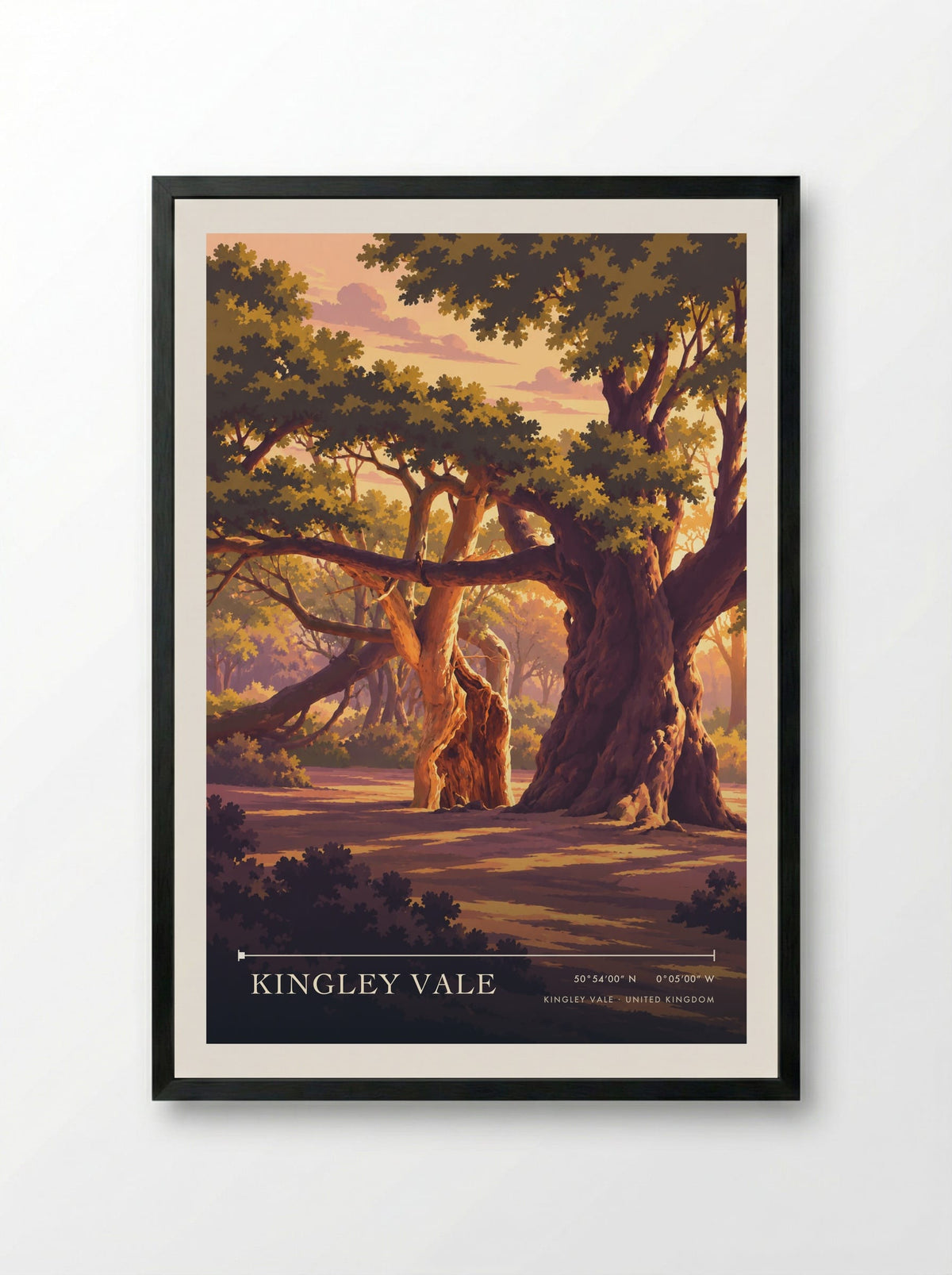 Kingley Vale | Travel Poster - Framed Print Black