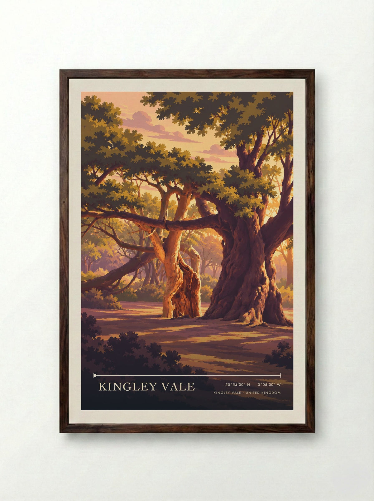 Kingley Vale | Travel Poster - Framed Print Dark Wood