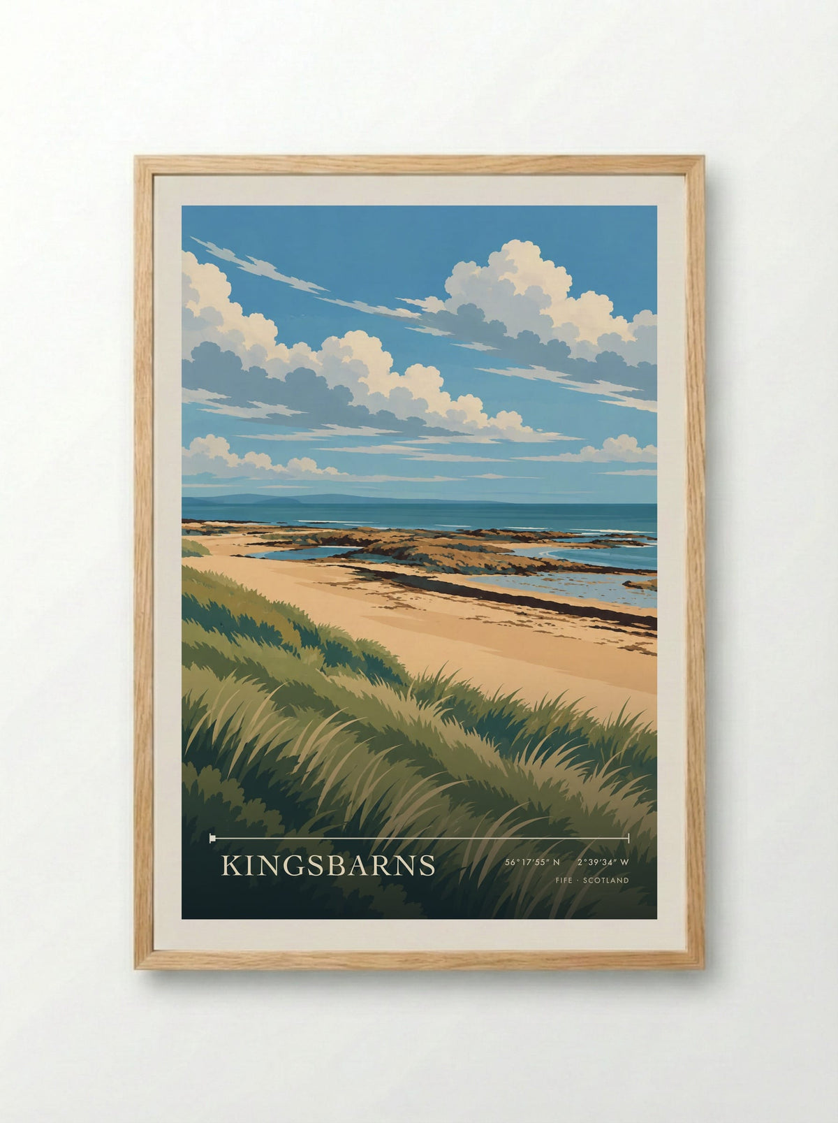 Kingsbarns, Fife | Travel Poster - Framed Print Wood