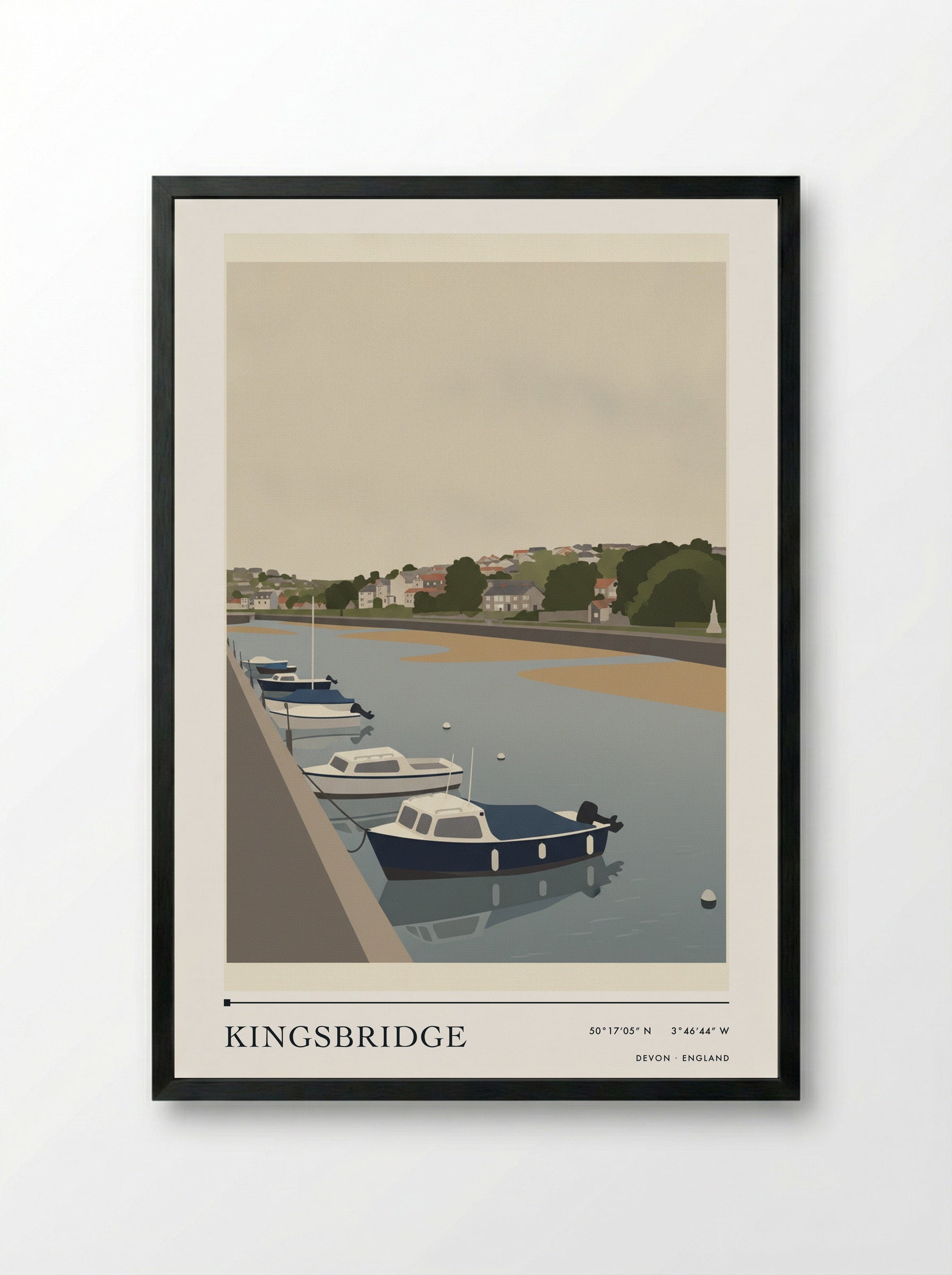 Kingsbridge Devon England Travel Poster - Framed Print Black