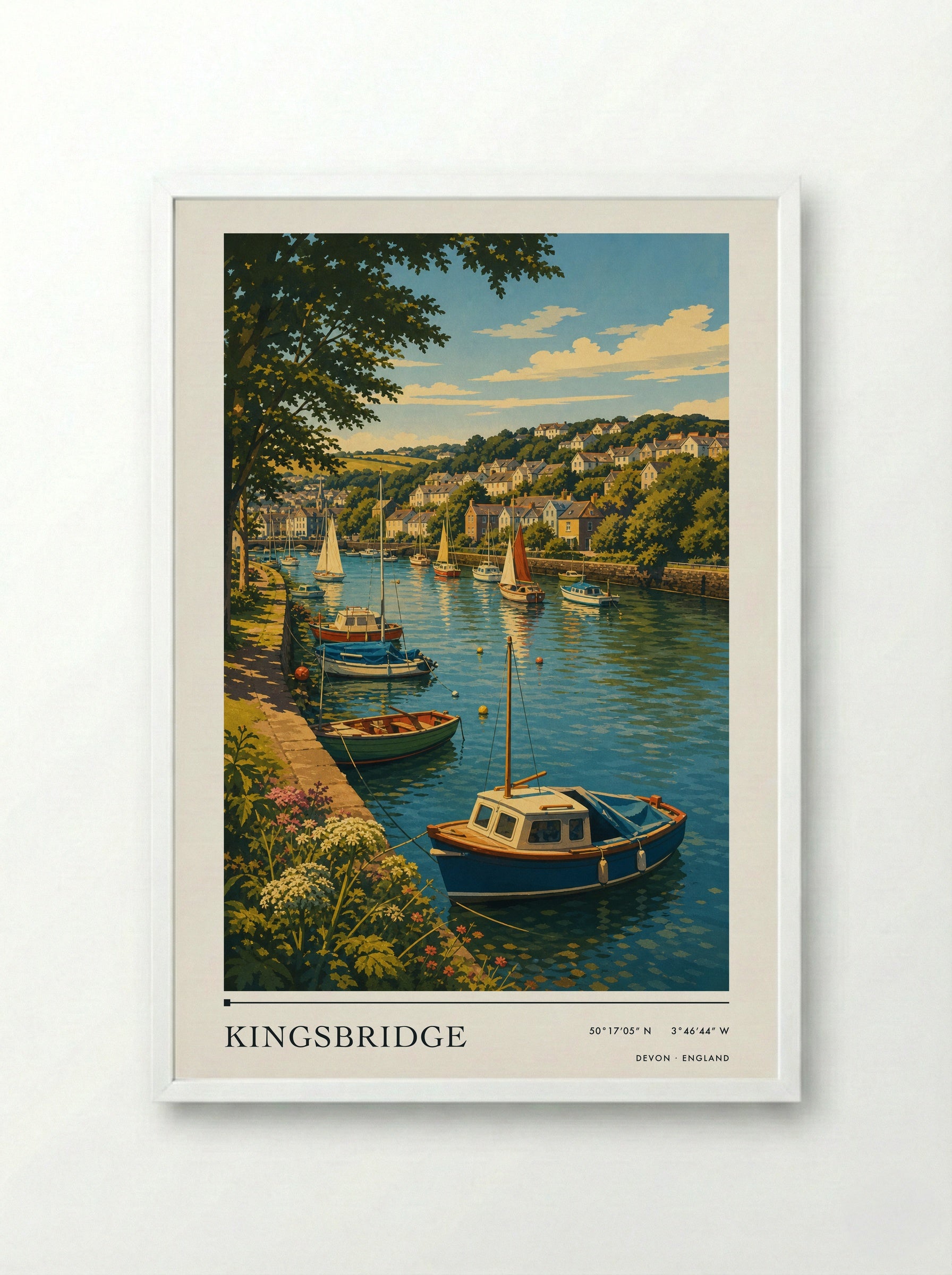 Kingsbridge Devon England Travel Poster - Framed Print White