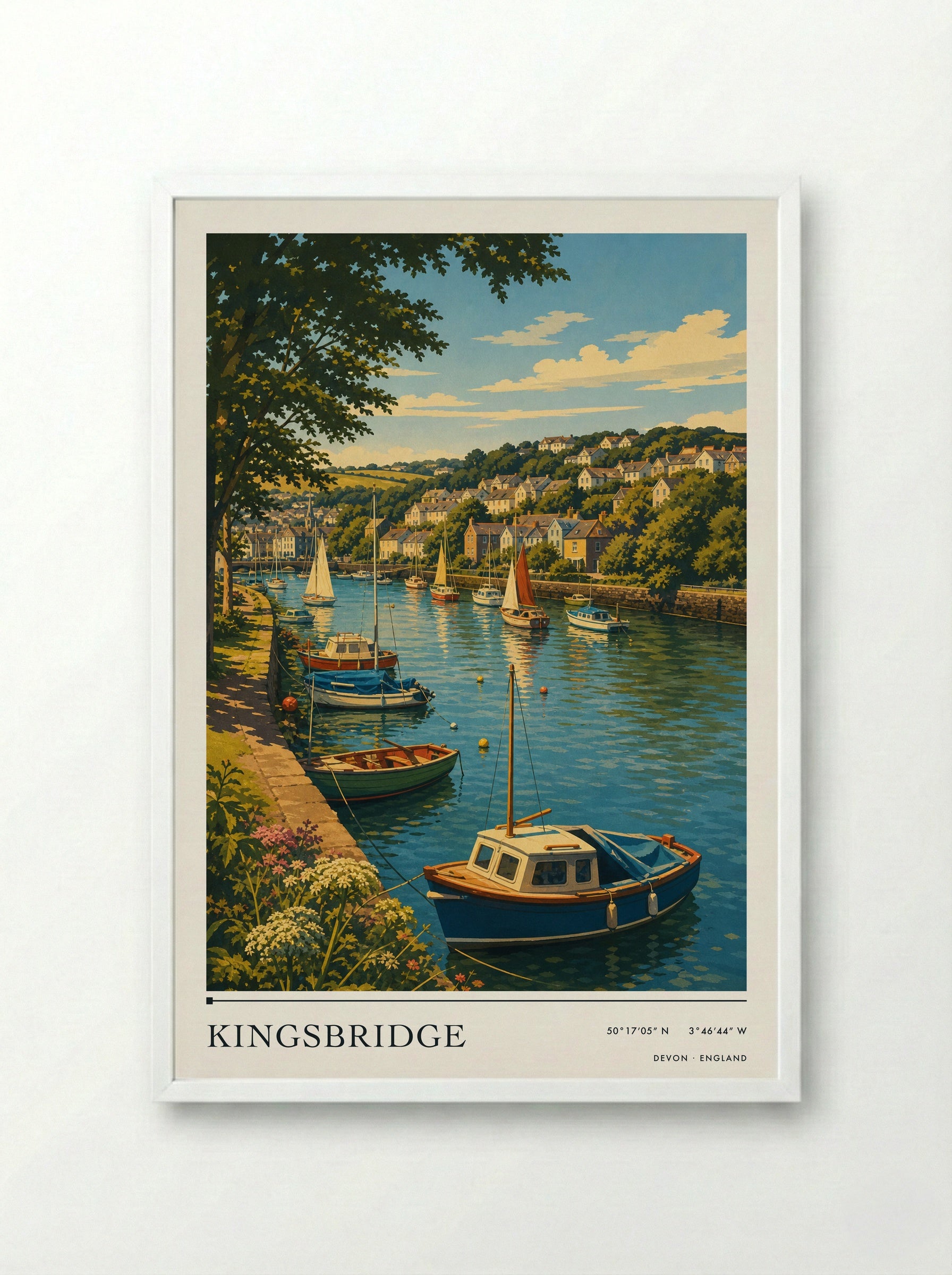 Kingsbridge Devon England Travel Poster - Framed Print White