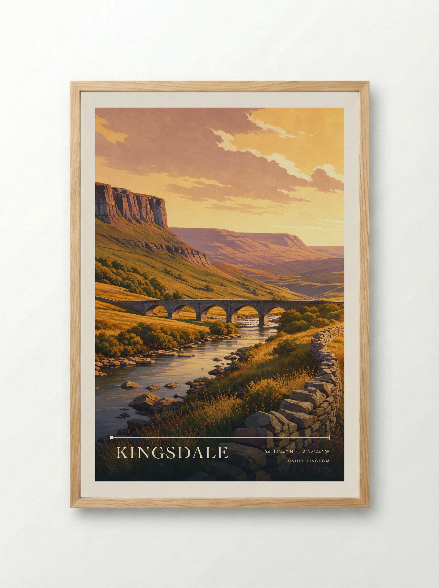 Kingsdale United Kingdom Travel Poster - Framed Print Wood