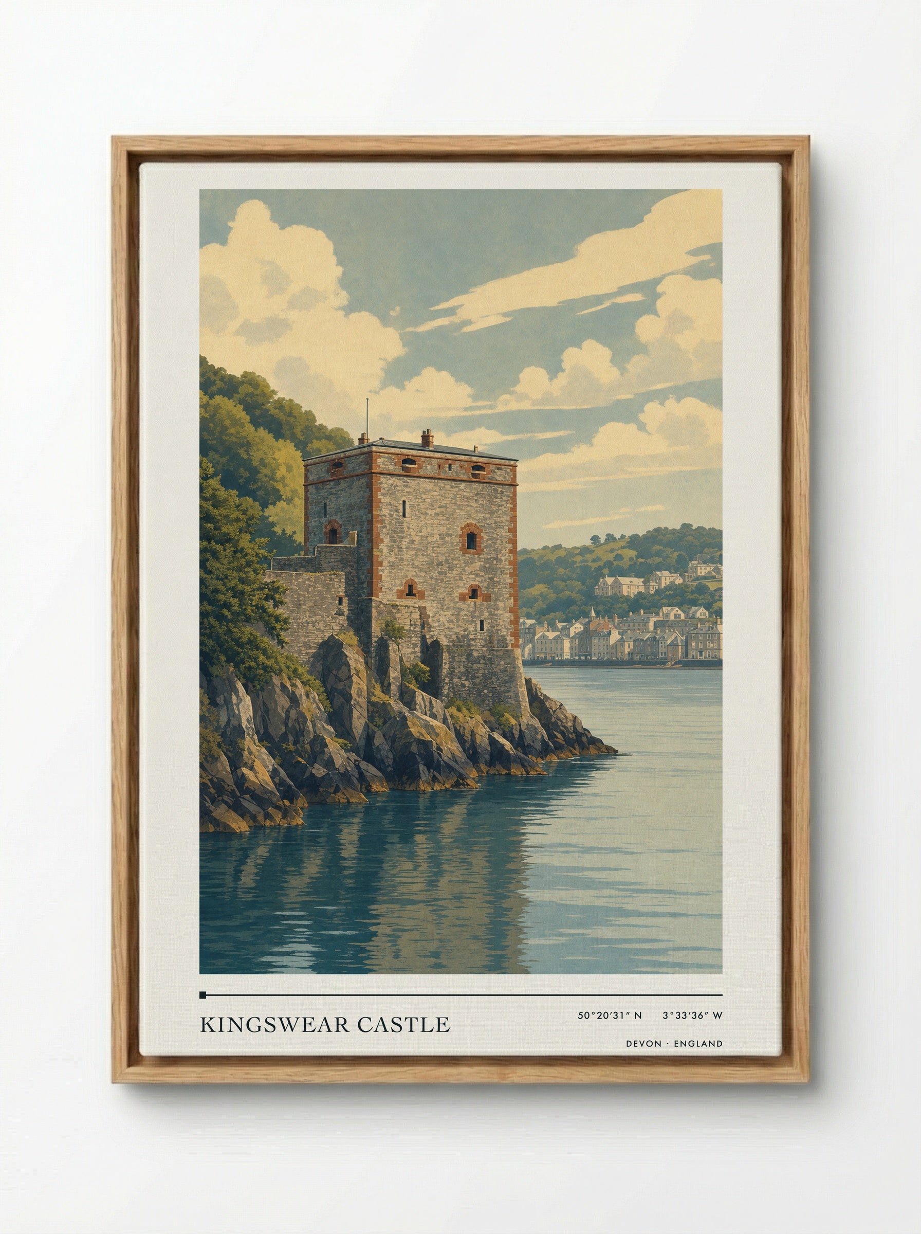 Kingswear Castle Devon England Travel Poster - Framed Canvas Wood