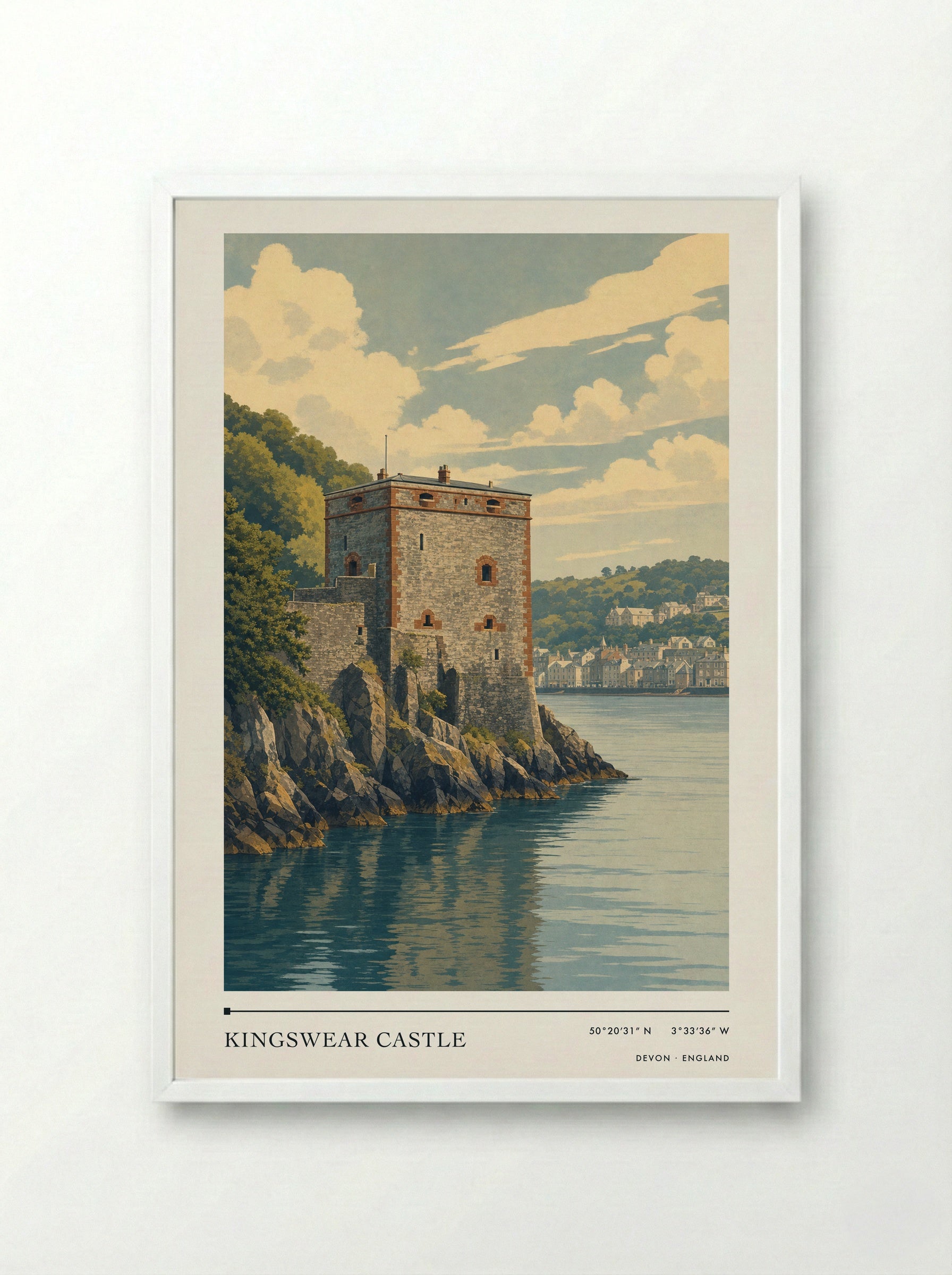 Kingswear Castle Devon England Travel Poster - Framed Print White