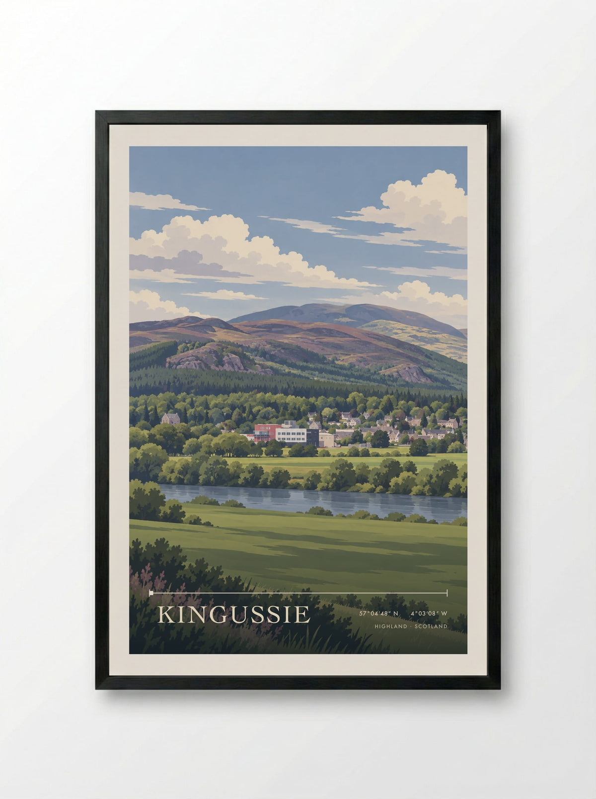 Kingussie, Highland | Travel Poster - Framed Print Black