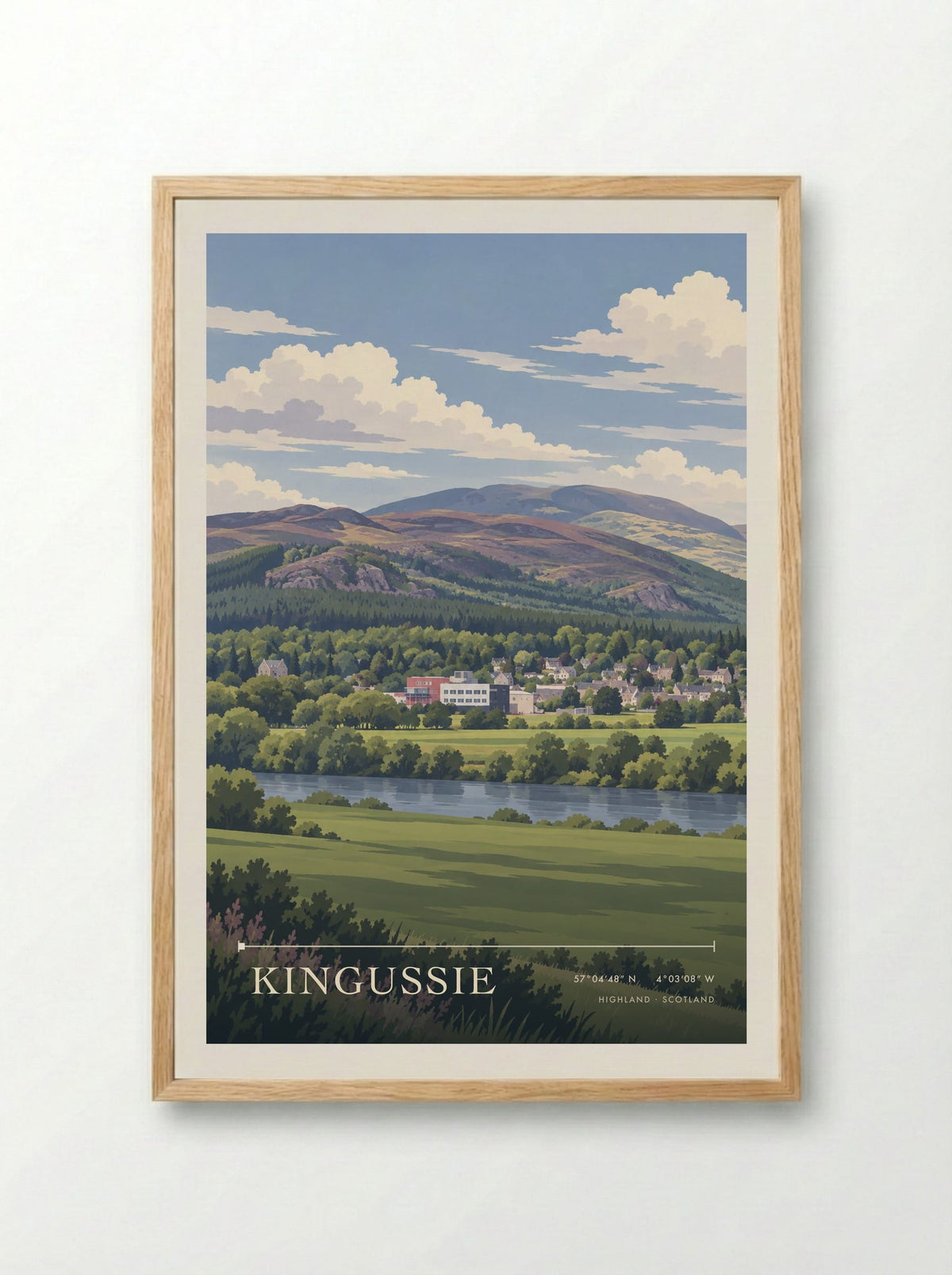 Kingussie, Highland | Travel Poster - Framed Print Wood