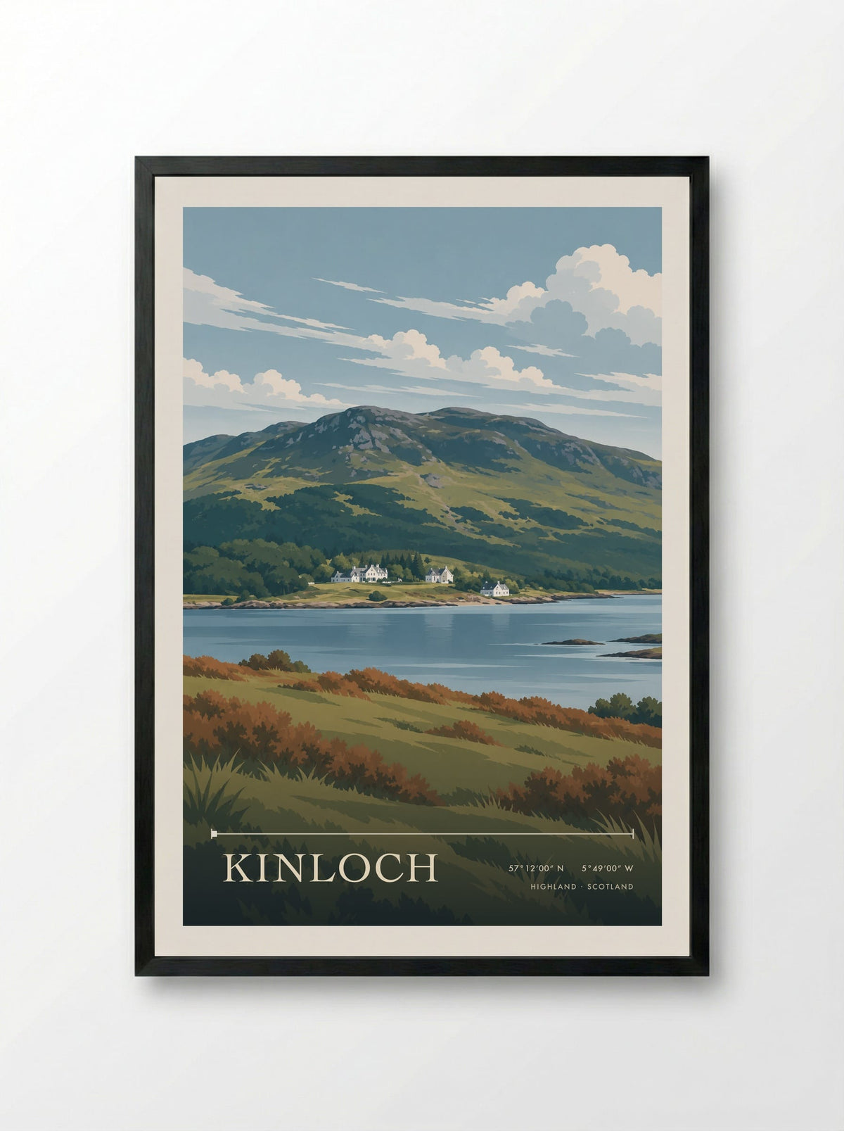Kinloch, Highland | Travel Poster - Framed Print Black