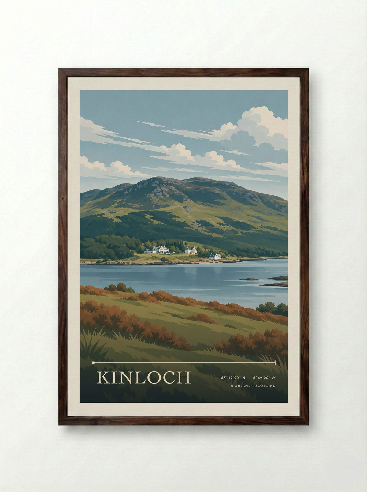 Kinloch, Highland | Travel Poster - Framed Print Dark Wood