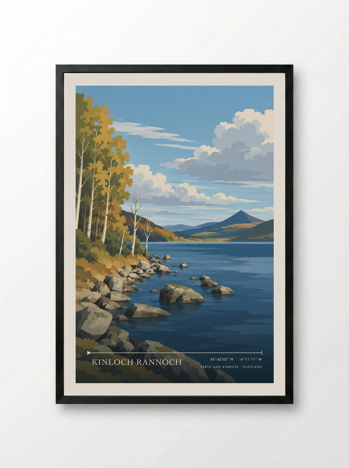 Kinloch Rannoch, Perth and Kinross | Travel Poster - Framed Print Black