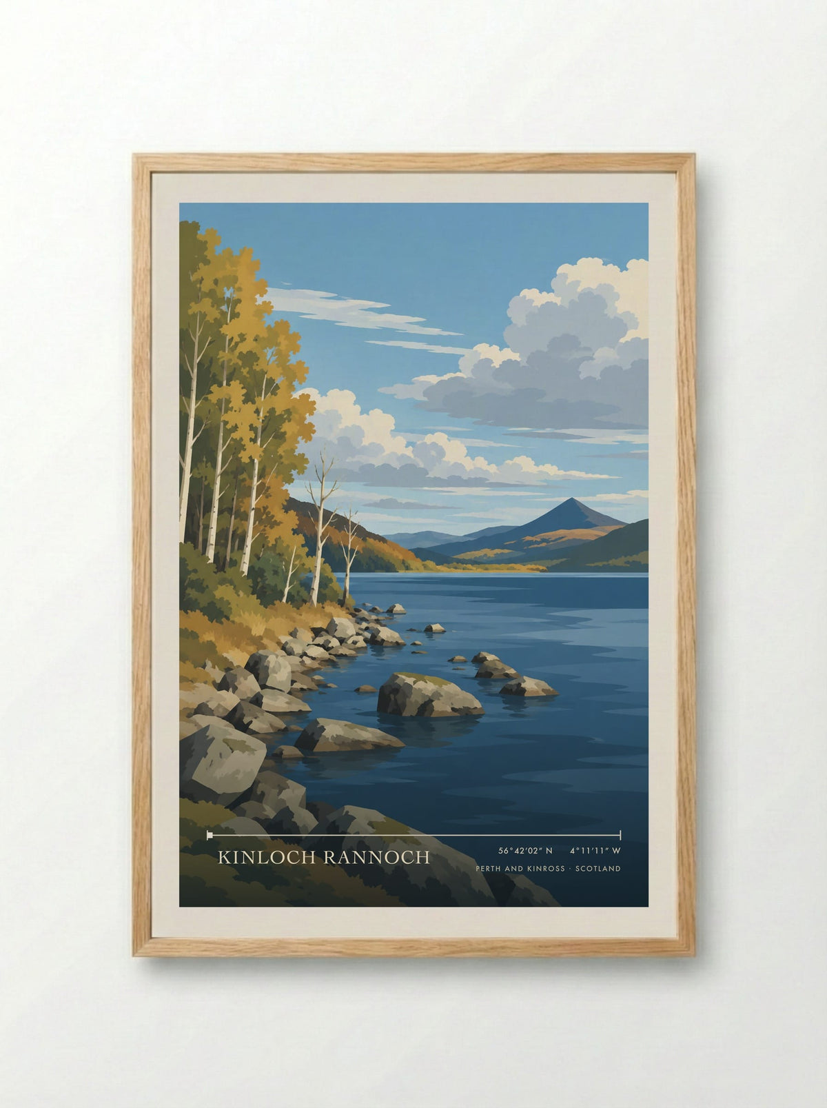 Kinloch Rannoch, Perth and Kinross | Travel Poster - Framed Print Wood
