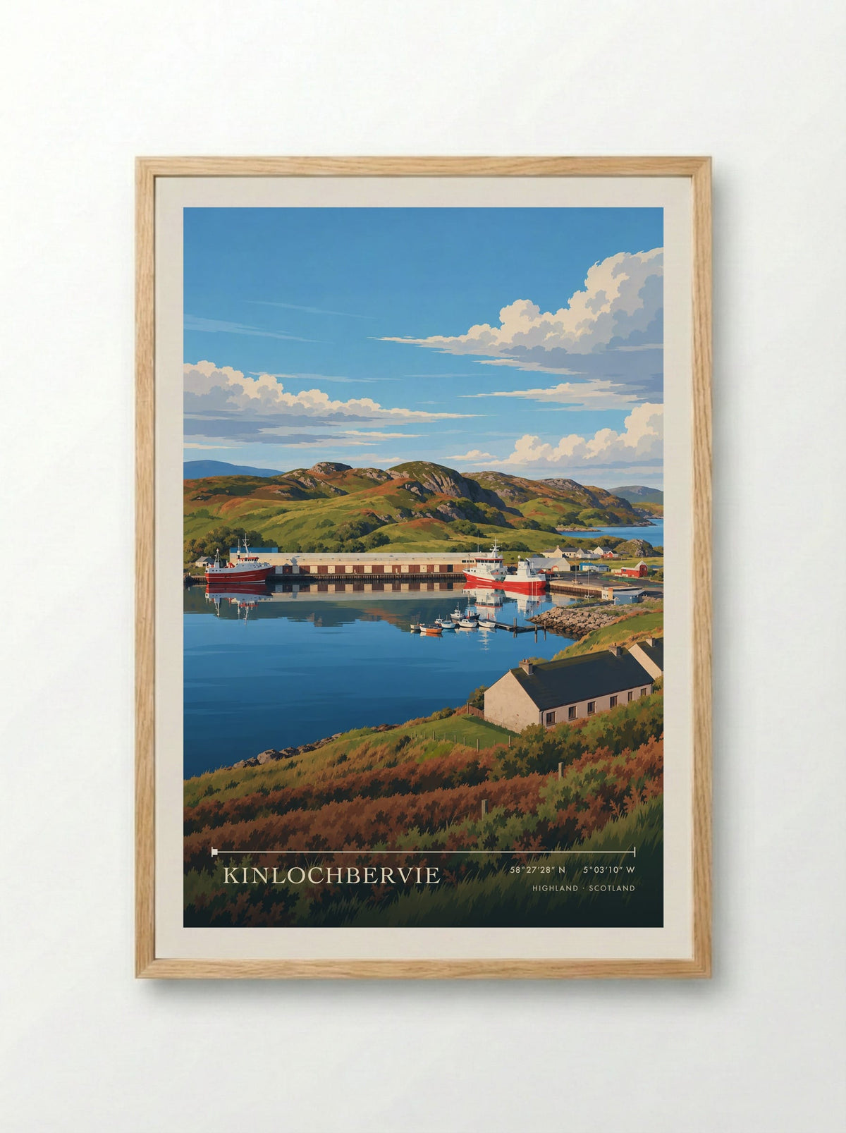 Kinlochbervie, Highland | Travel Poster - Framed Print Wood
