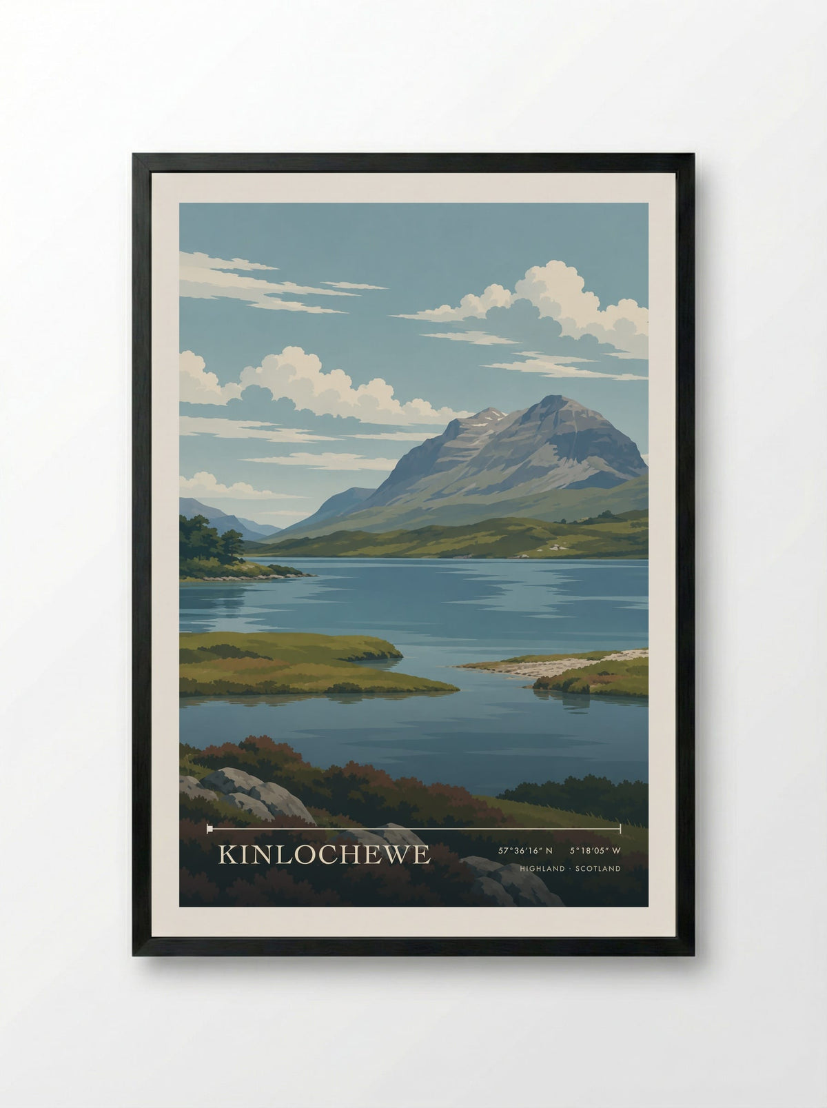 Kinlochewe, Highland | Travel Poster - Framed Print Black