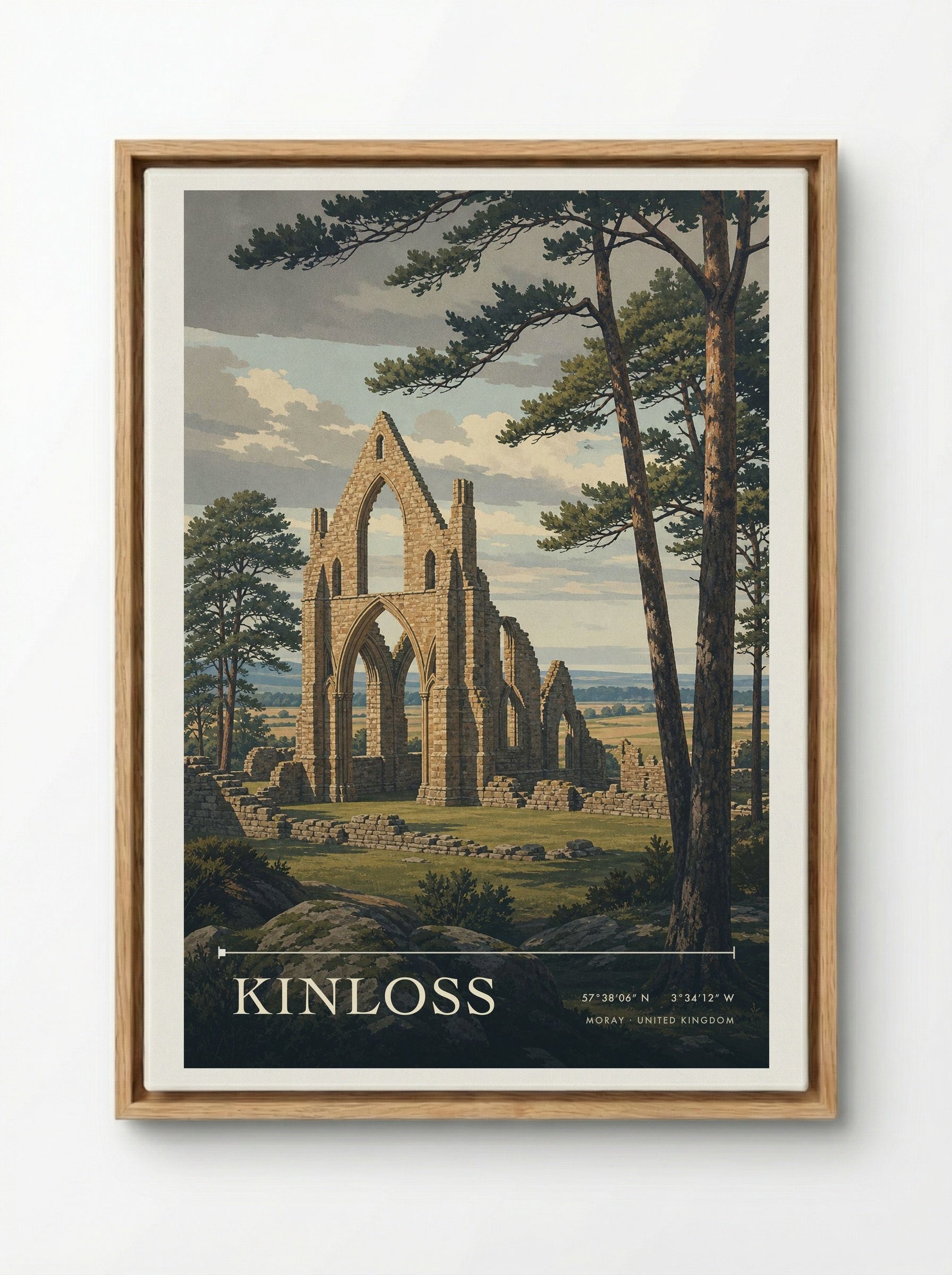 Kinloss Moray United Kingdom Travel Poster - Framed Canvas Wood