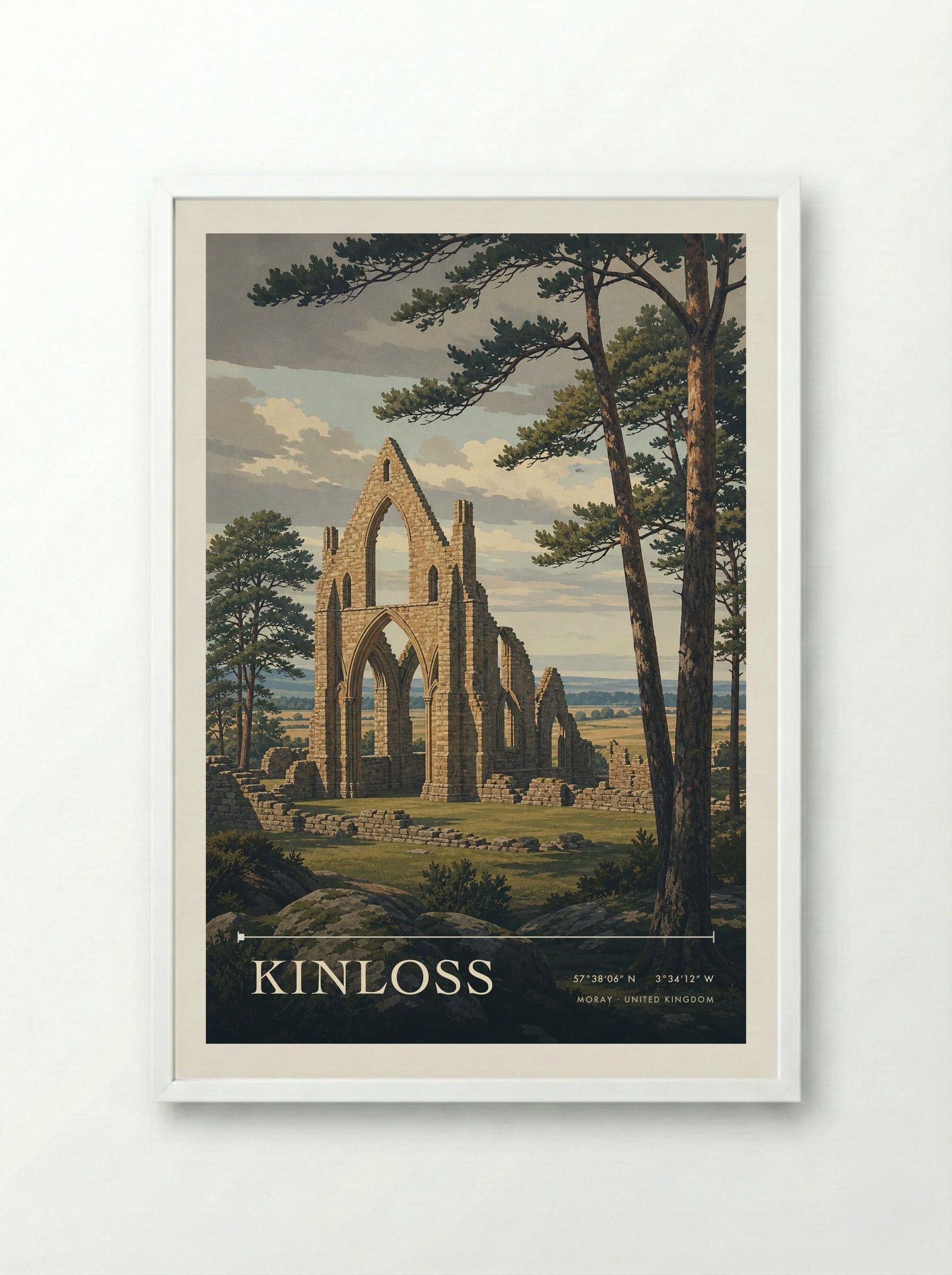 Kinloss Moray United Kingdom Travel Poster - Framed Print White