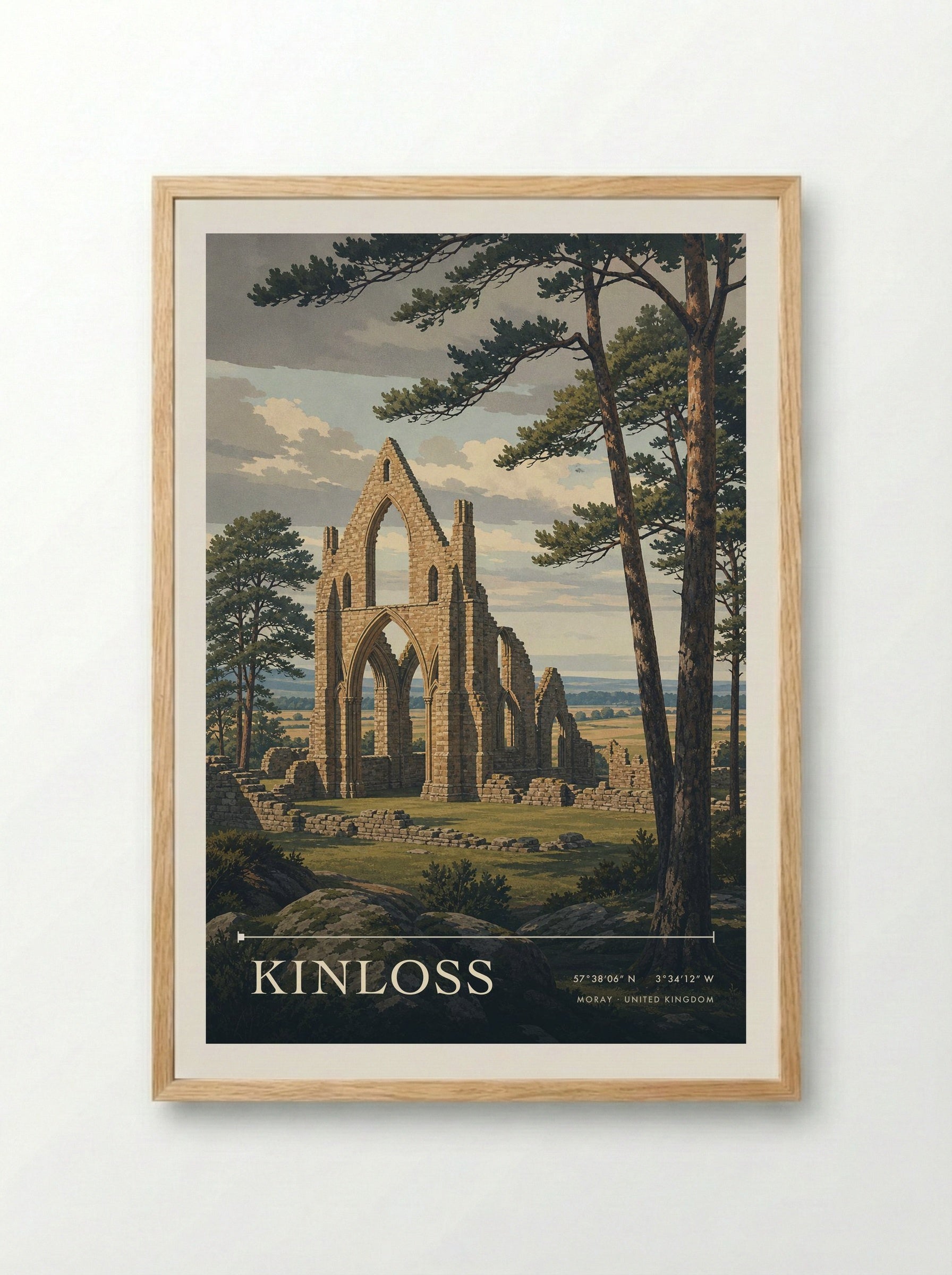 Kinloss Moray United Kingdom Travel Poster - Framed Print Wood