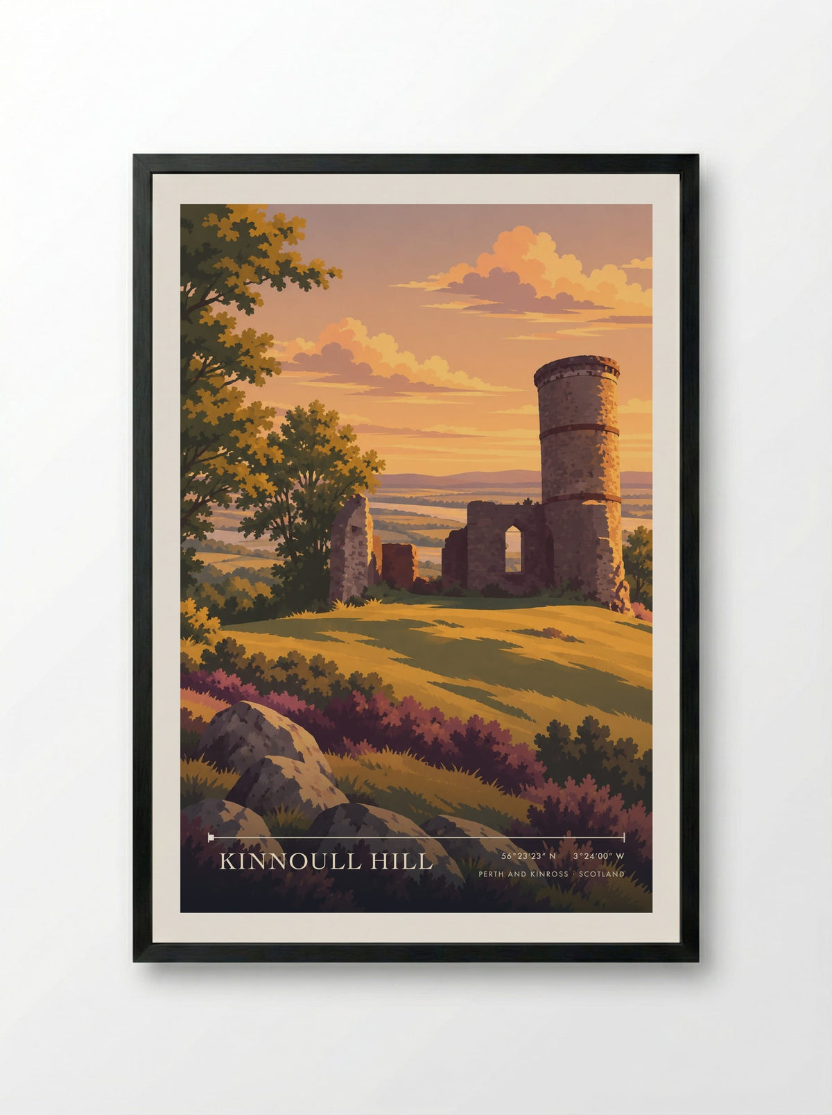 Kinnoull Hill, Perth and Kinross | Travel Poster - Framed Print Black