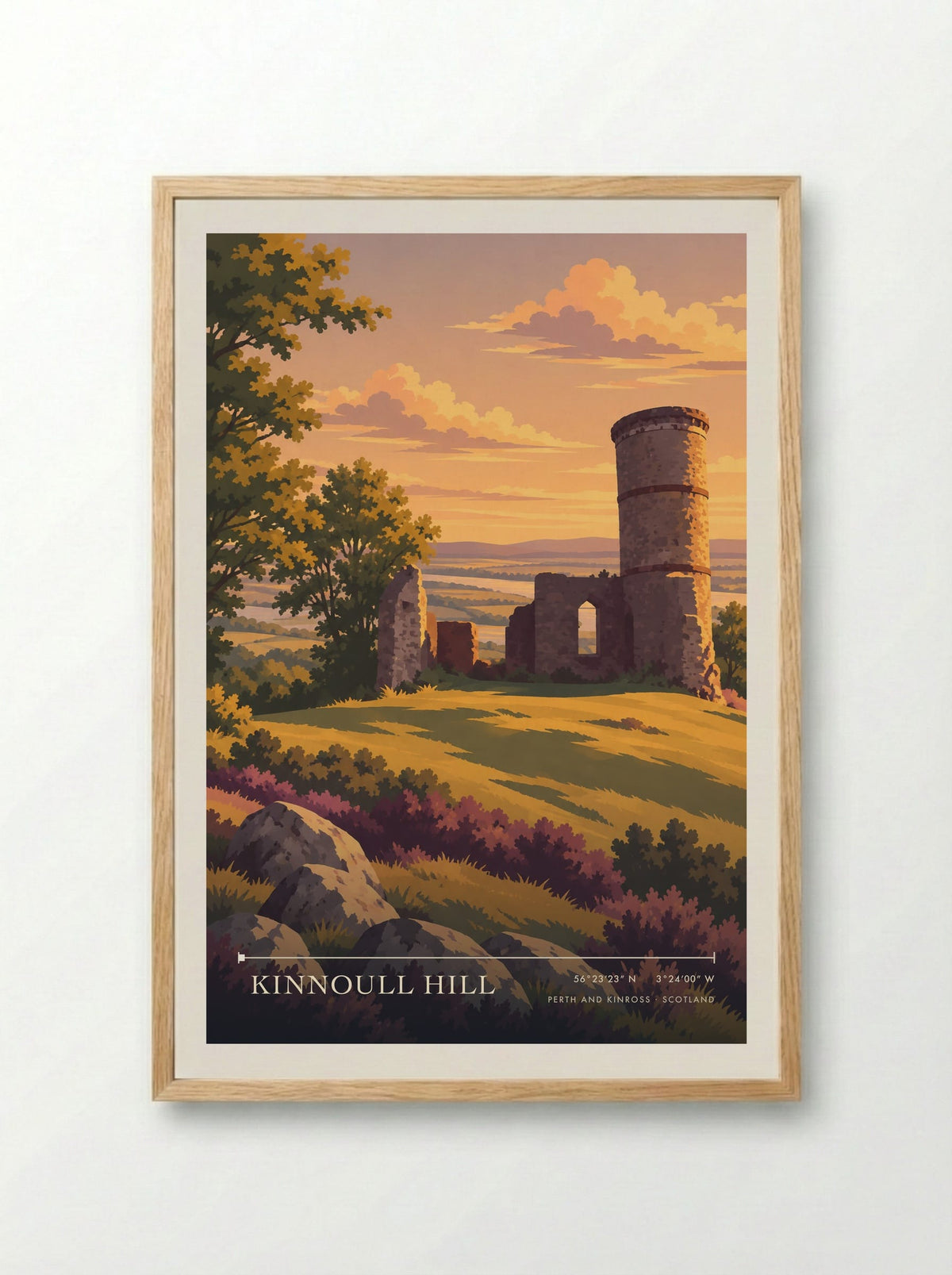 Kinnoull Hill, Perth and Kinross | Travel Poster - Framed Print Wood