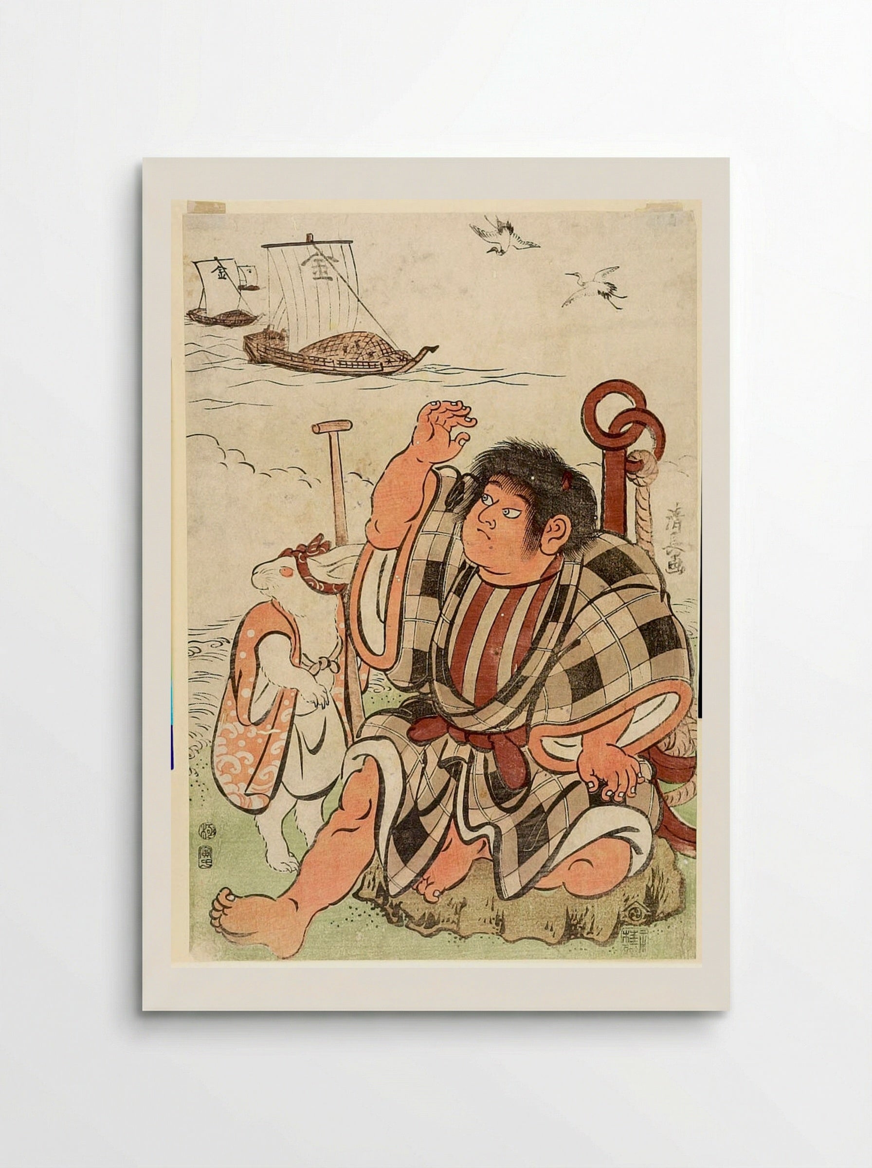 Kintarō and Rabbit on the Shore - Torii Kiyonaga - Poster