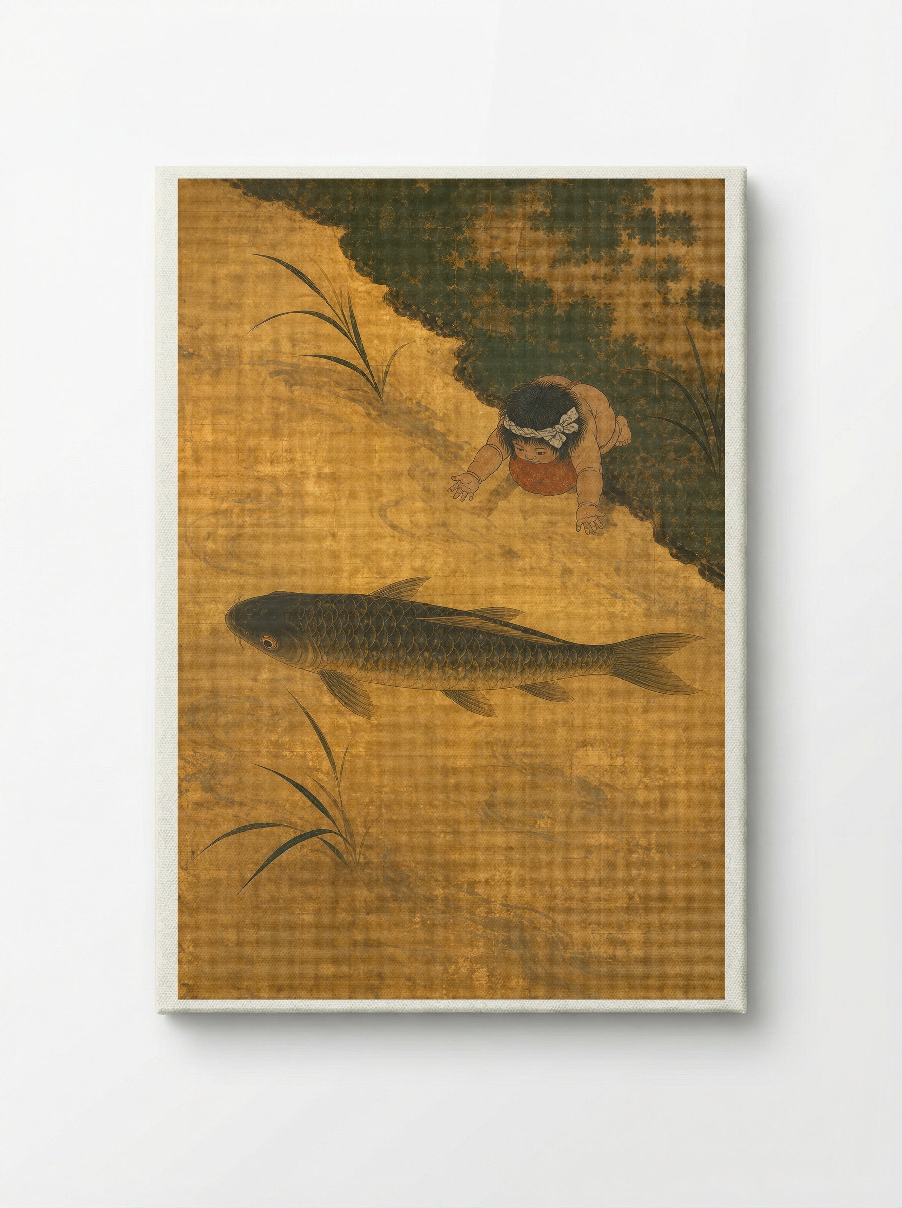 Kintaro and the Giant Carp: Strength Held in Balance - Canvas