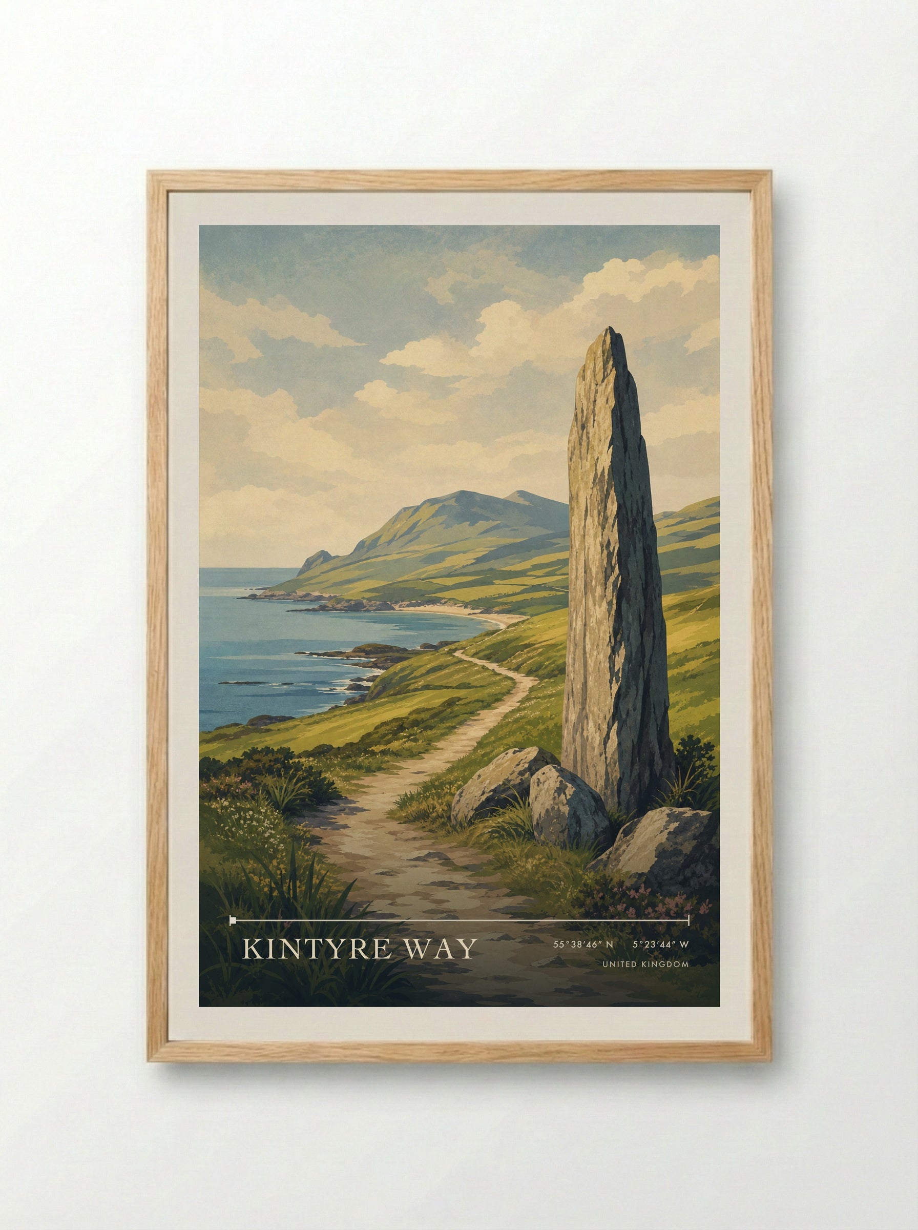 Kintyre Way United Kingdom Travel Poster - Framed Print Wood