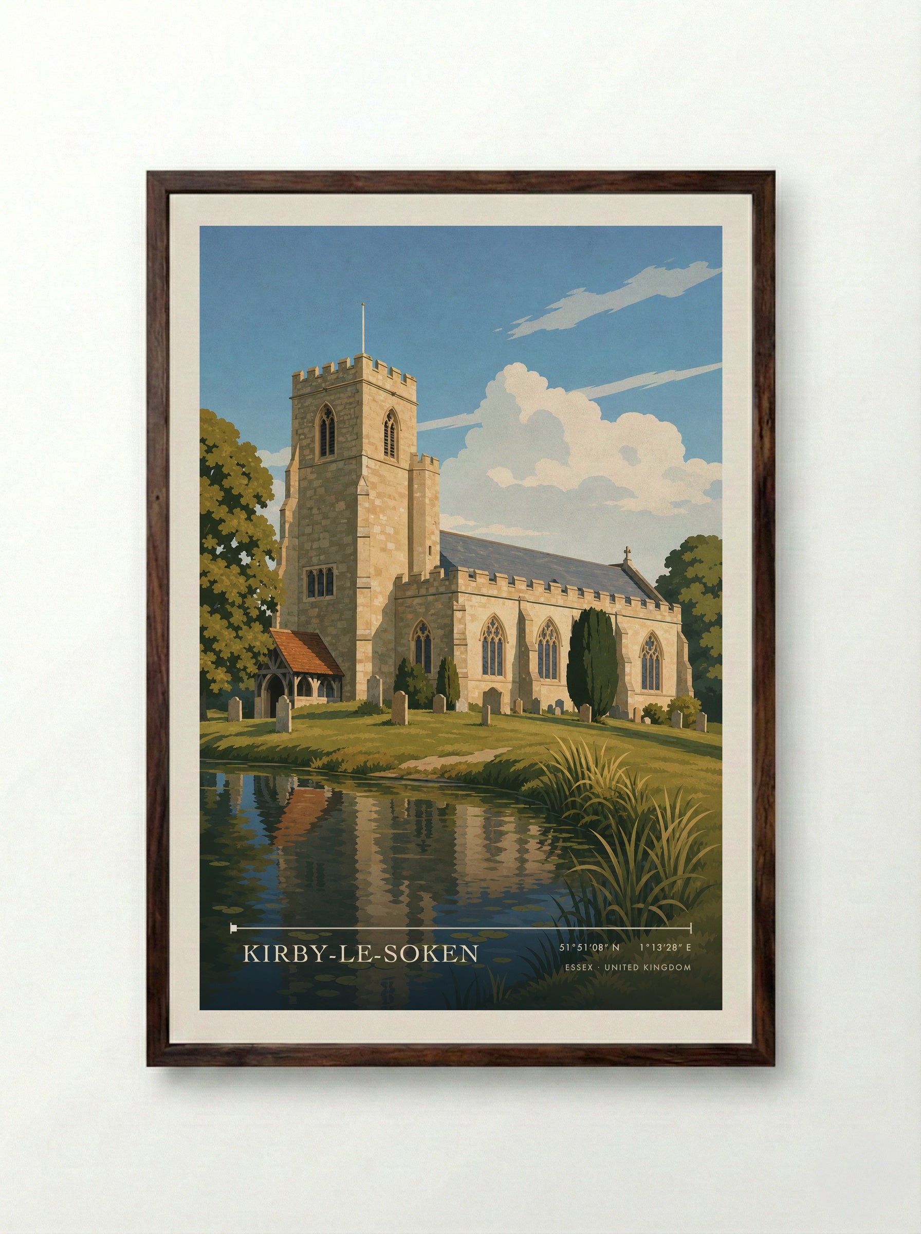 Kirby-le-Soken Essex United Kingdom Travel Poster - Framed Print Dark Wood