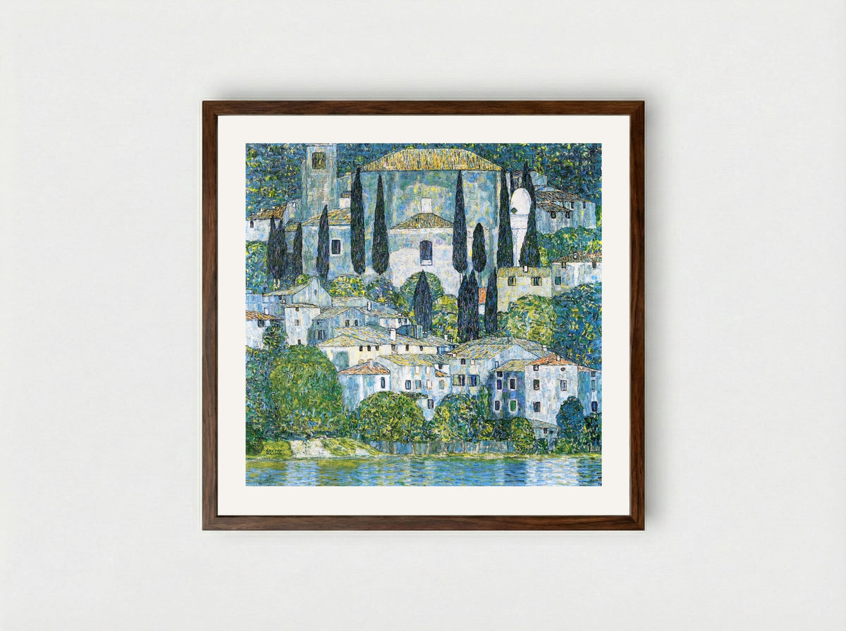 Kirche in Cassone - Gustav Klimt - Framed Print Dark Wood