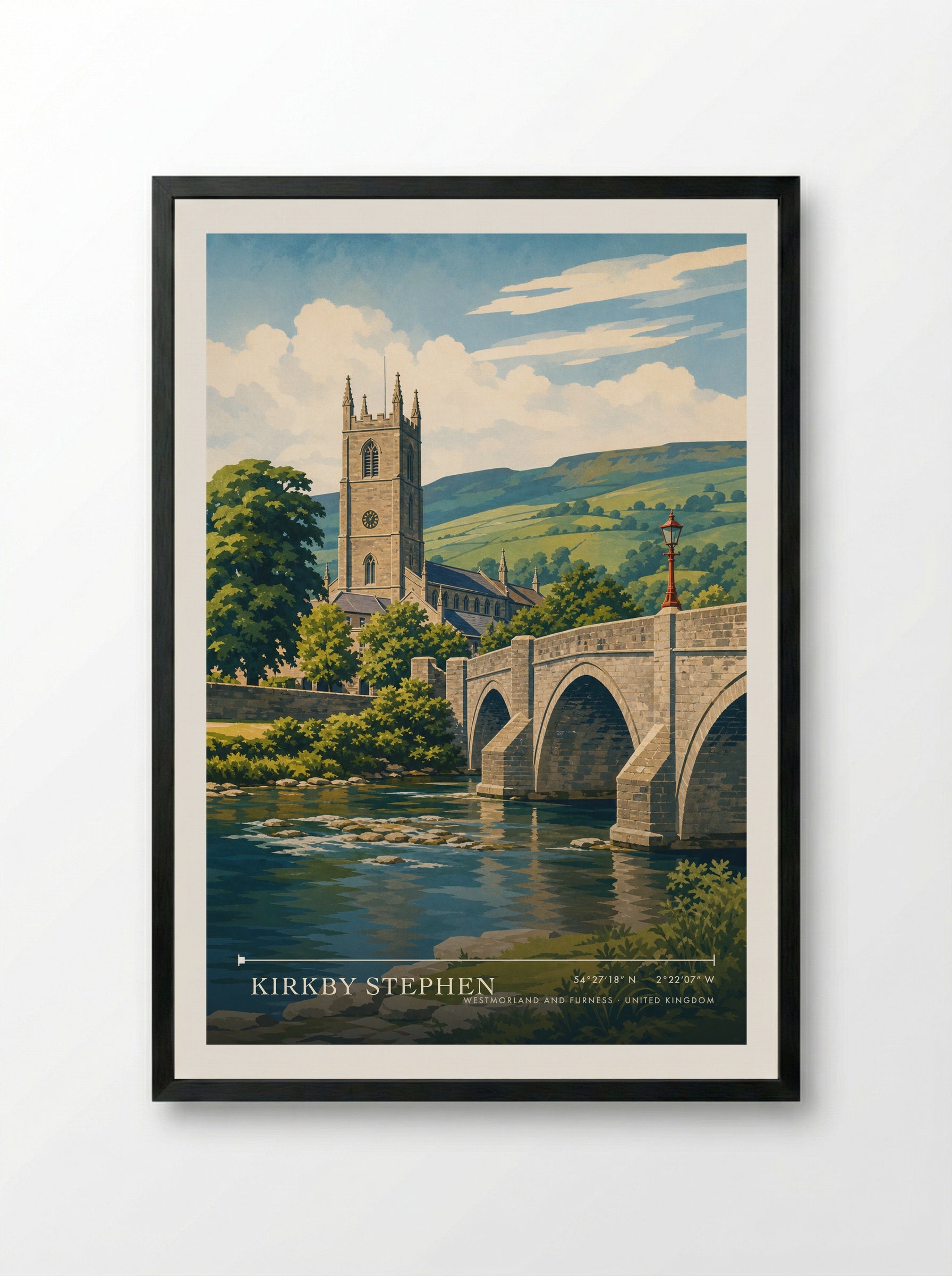 Kirkby Stephen Westmorland and Furness United Kingdom Travel Poster - Framed Print Black