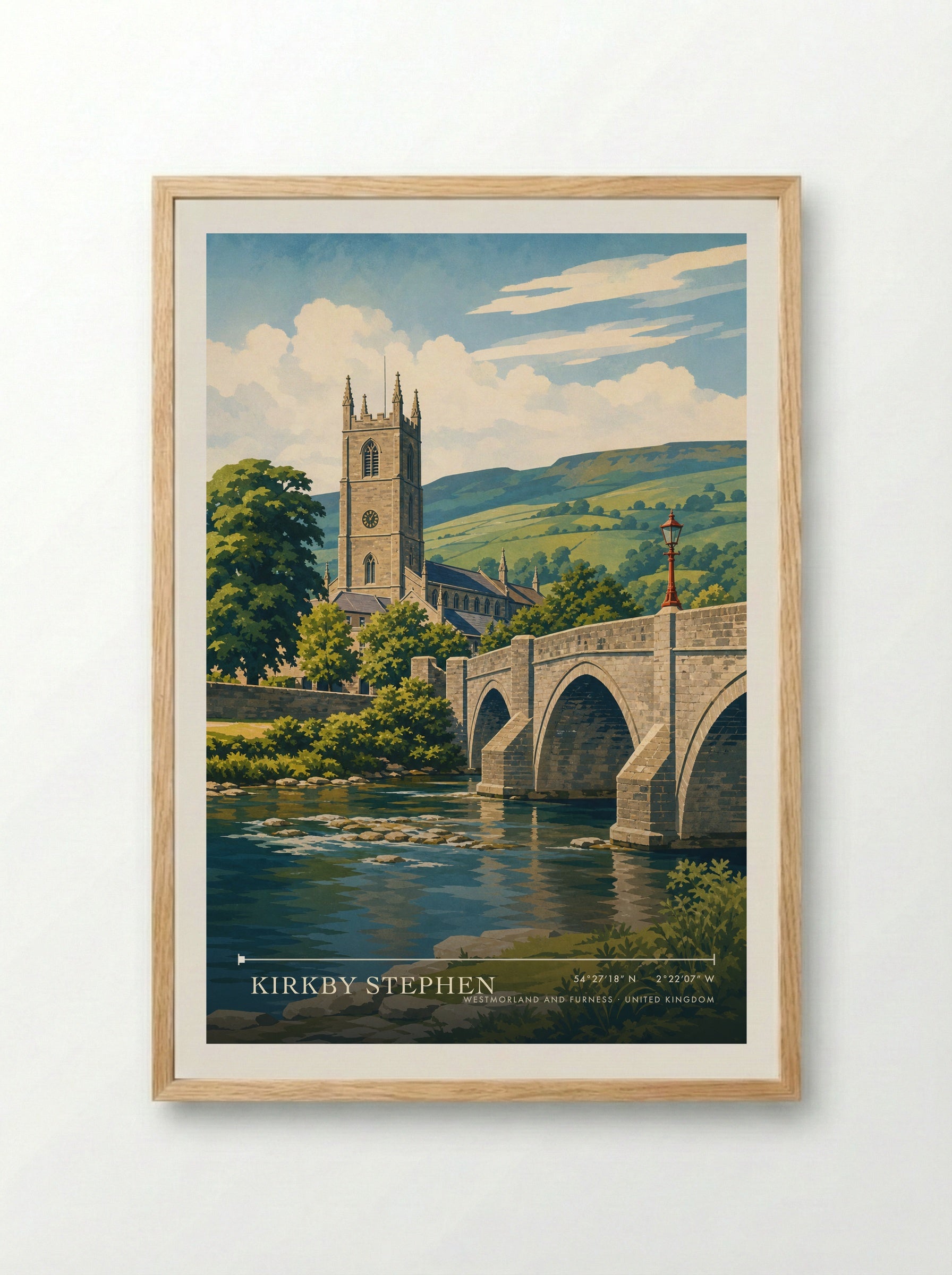 Kirkby Stephen Westmorland and Furness United Kingdom Travel Poster - Framed Print Wood