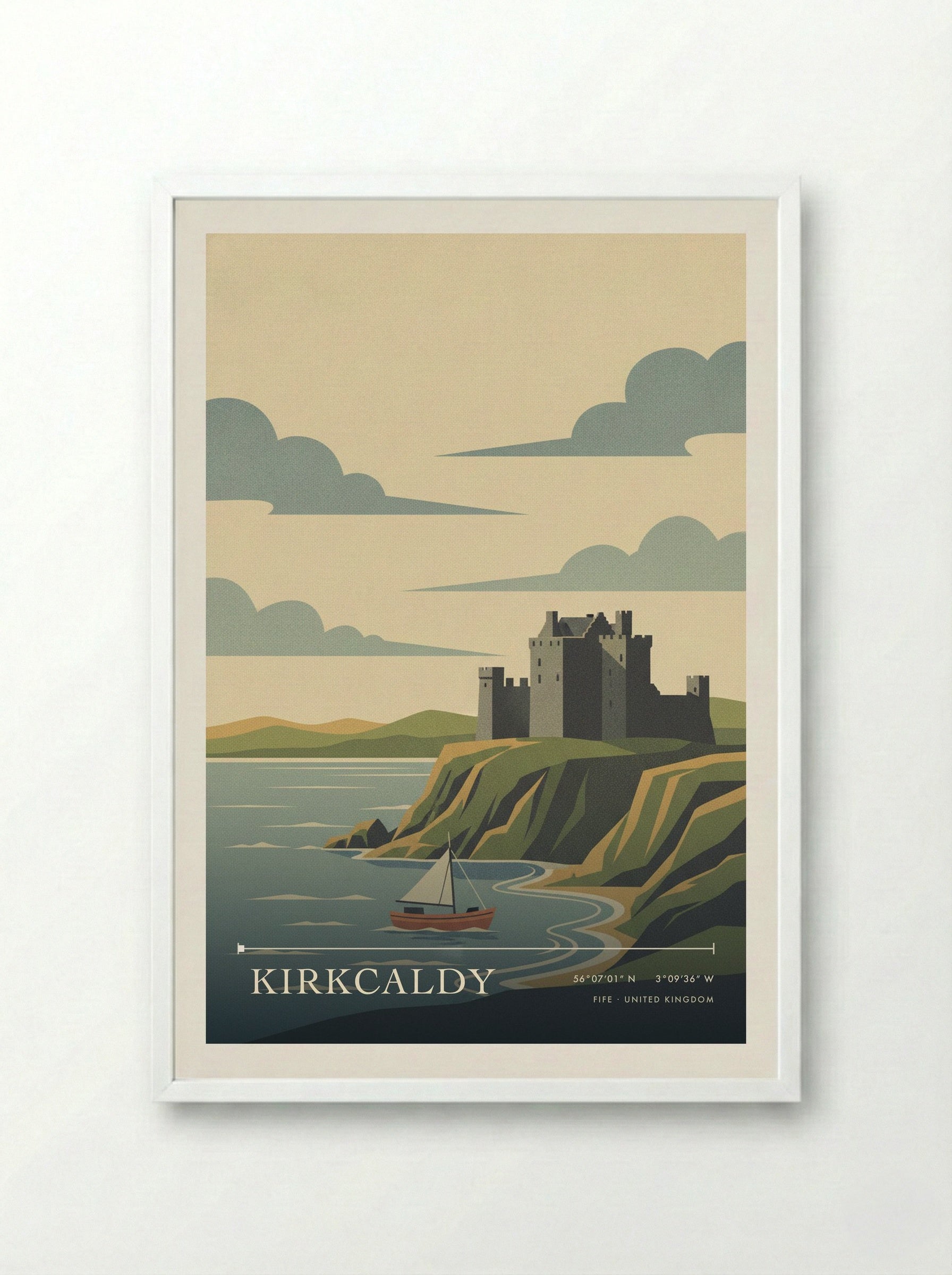 Kirkcaldy Fife United Kingdom Travel Poster - Framed Print White