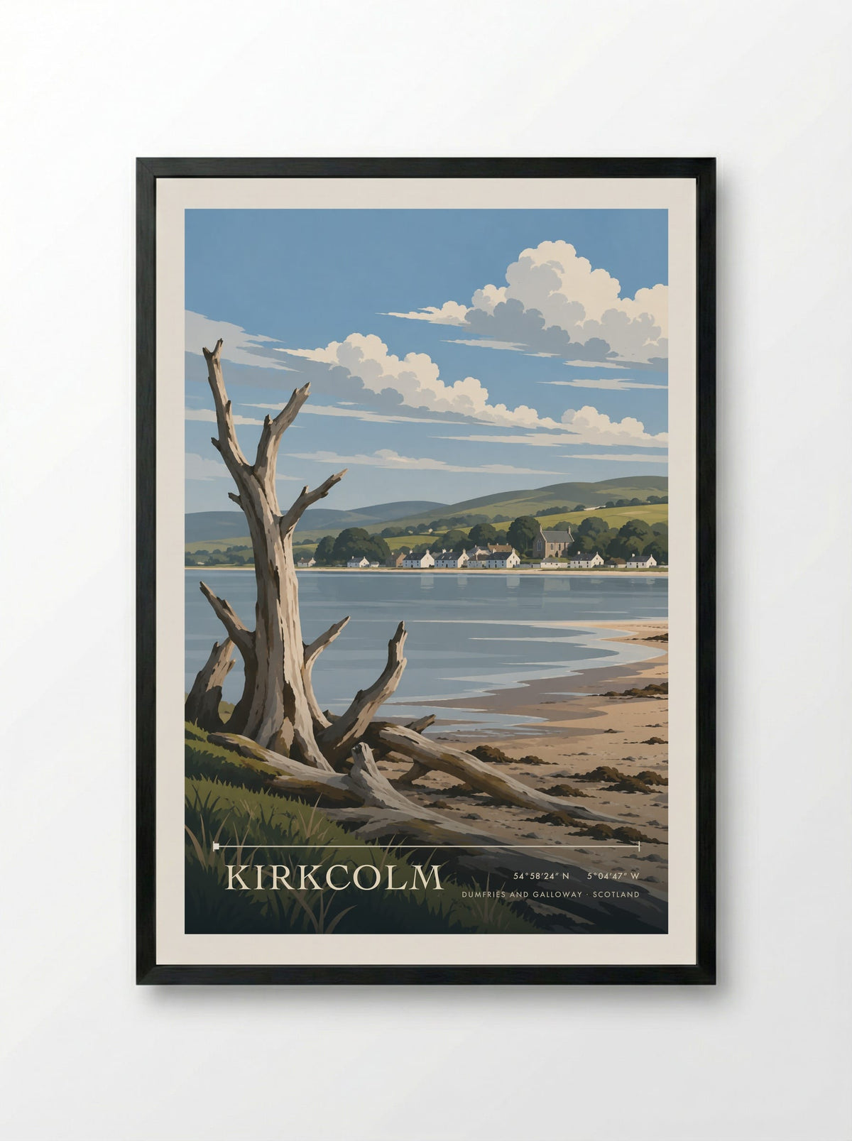 Kirkcolm, Dumfries and Galloway | Travel Poster - Framed Print Black