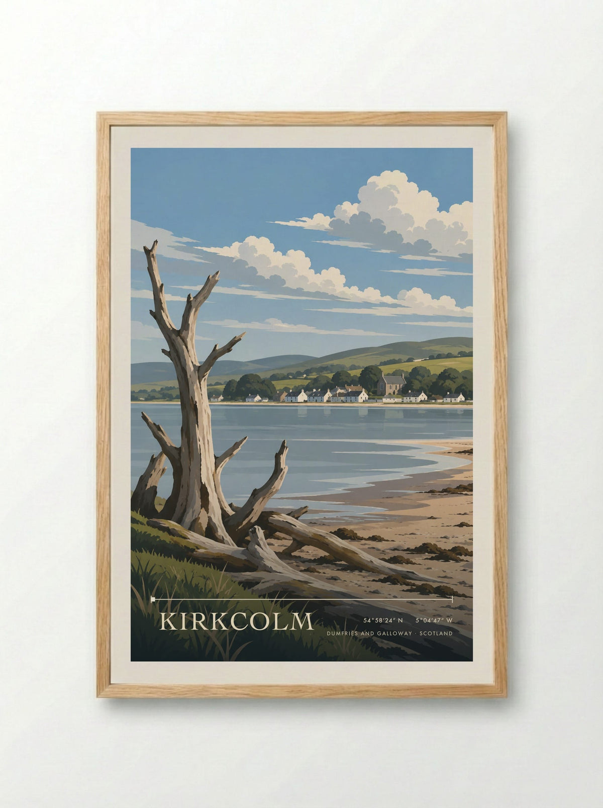 Kirkcolm, Dumfries and Galloway | Travel Poster - Framed Print Wood