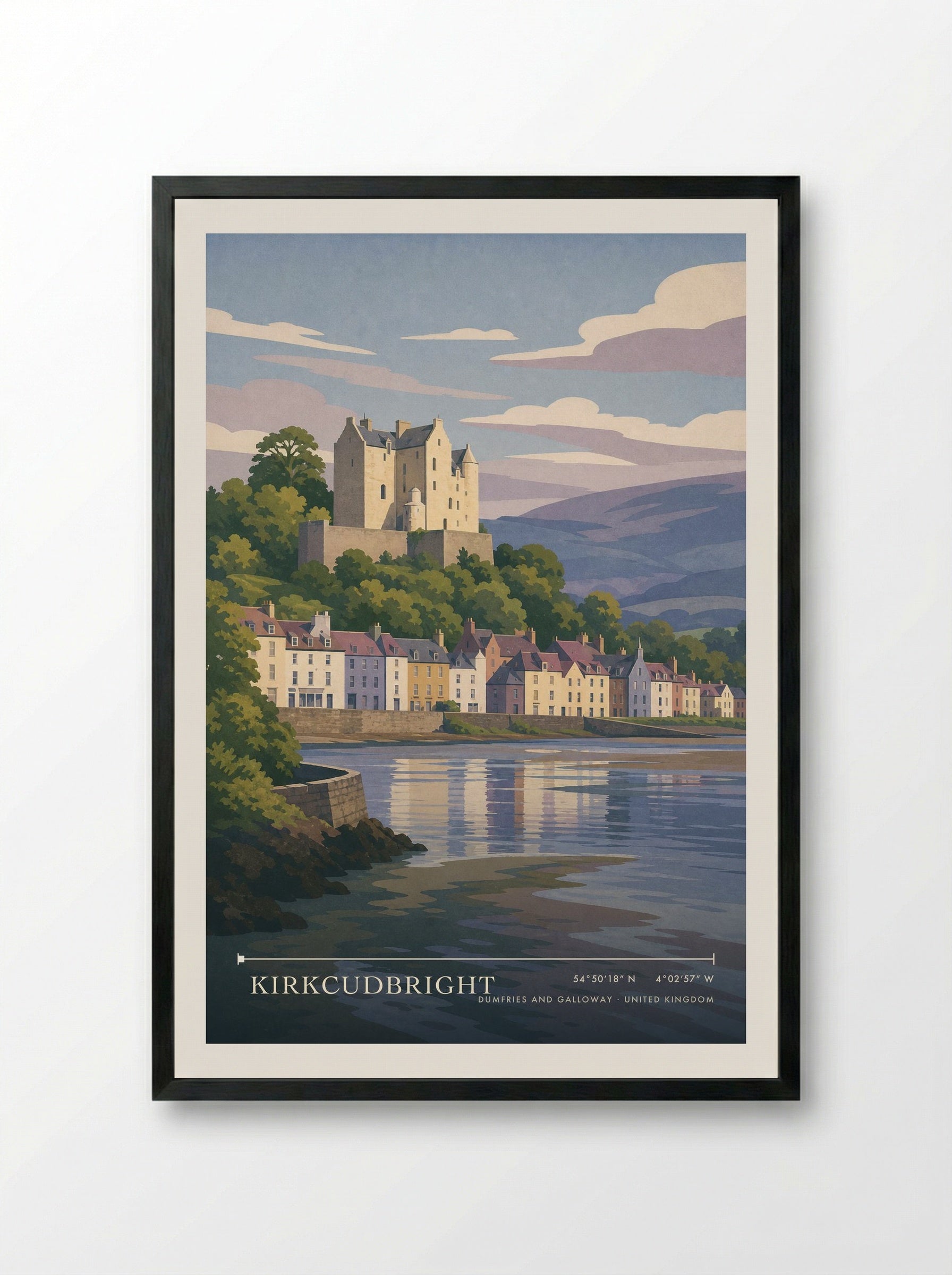Kirkcudbright Dumfries and Galloway United Kingdom Travel Poster - Framed Print Black