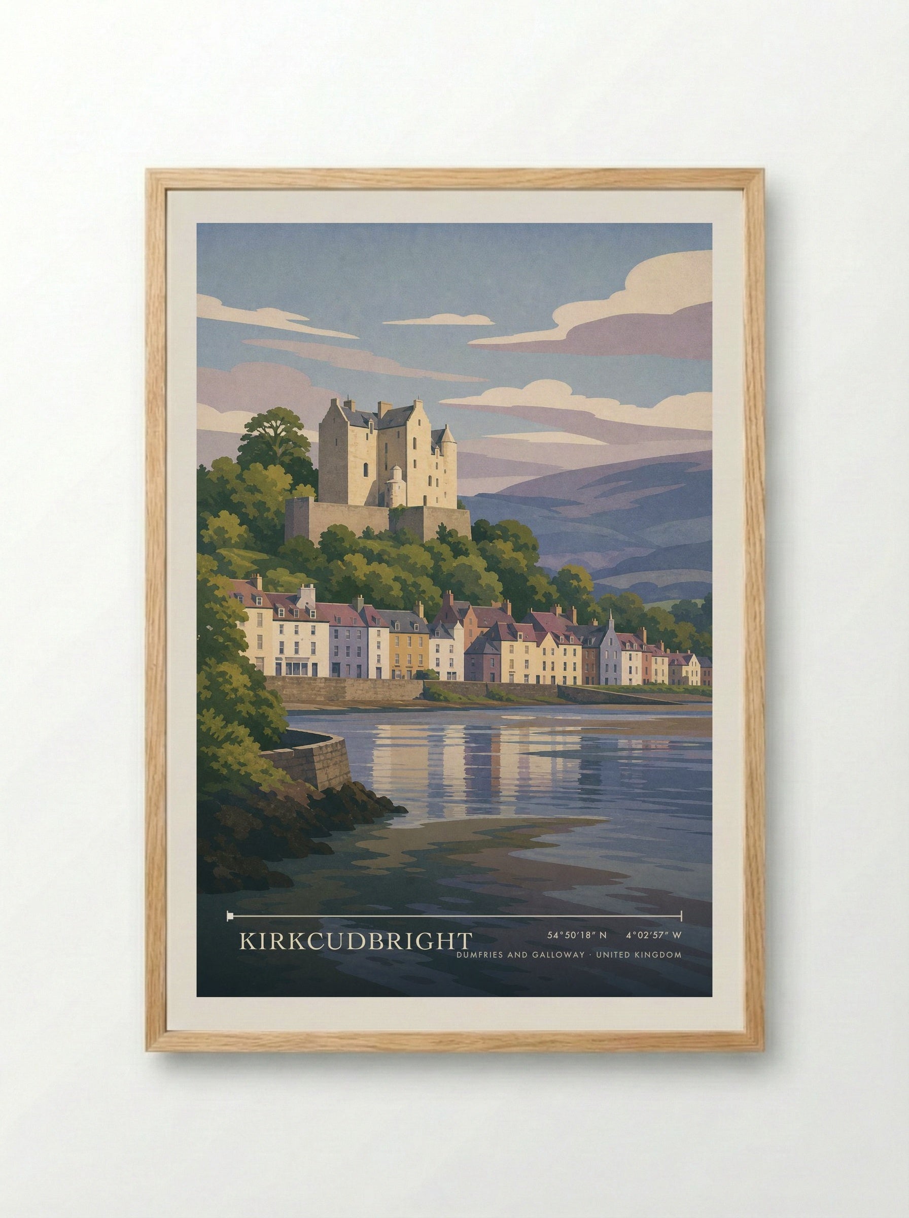 Kirkcudbright Dumfries and Galloway United Kingdom Travel Poster - Framed Print Wood