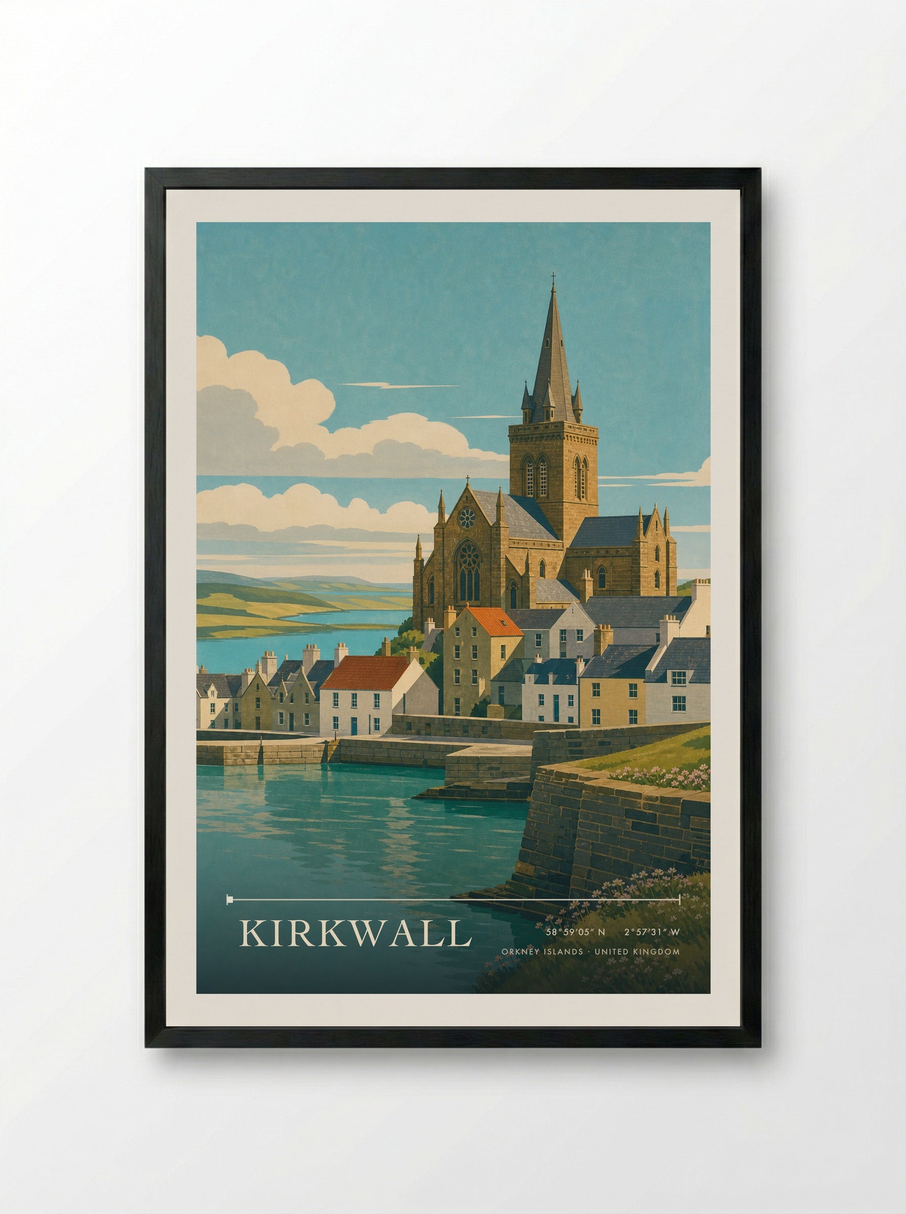 Kirkwall Orkney Islands United Kingdom Travel Poster - Framed Print Black