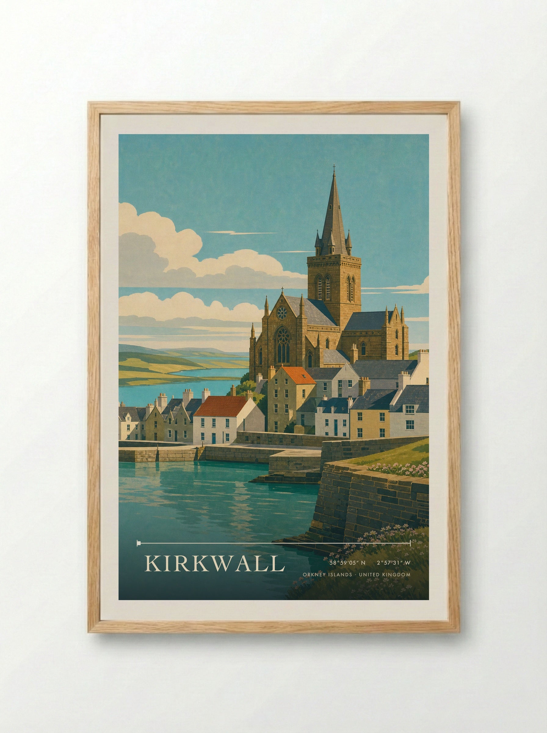 Kirkwall Orkney Islands United Kingdom Travel Poster - Framed Print Wood