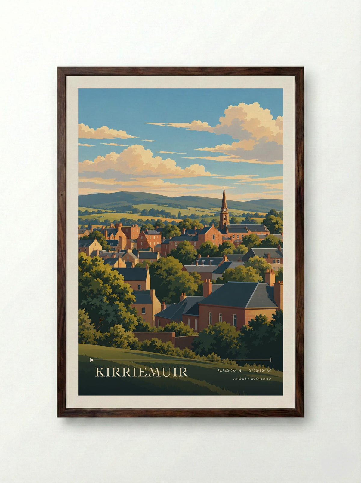 Kirriemuir, Angus | Travel Poster - Framed Print Dark Wood